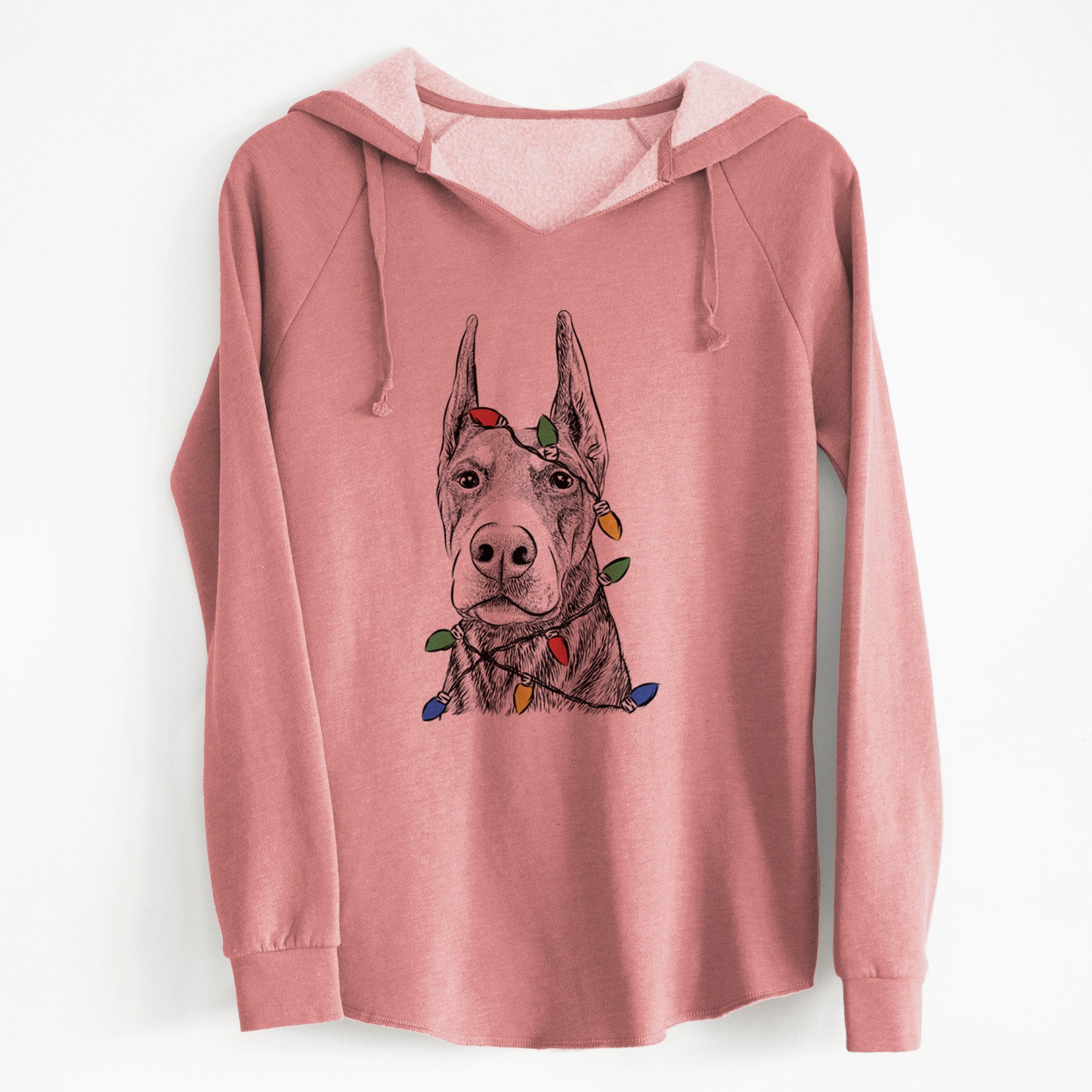 Christmas Lights Luna the Doberman Pinscher - Cali Wave Hooded Sweatshirt