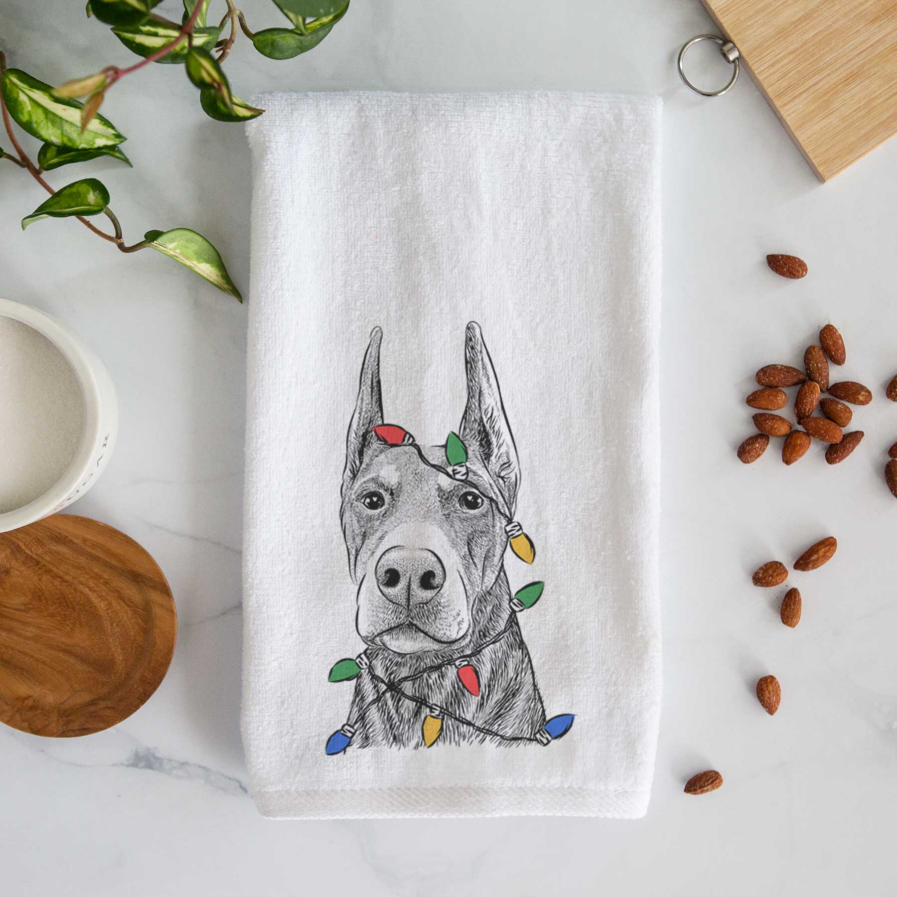 Luna the Doberman Pinscher Decorative Hand Towel