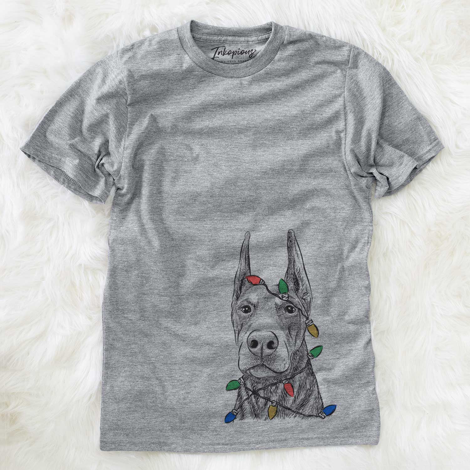 Christmas Lights Luna the Doberman Pinscher - Unisex Crewneck