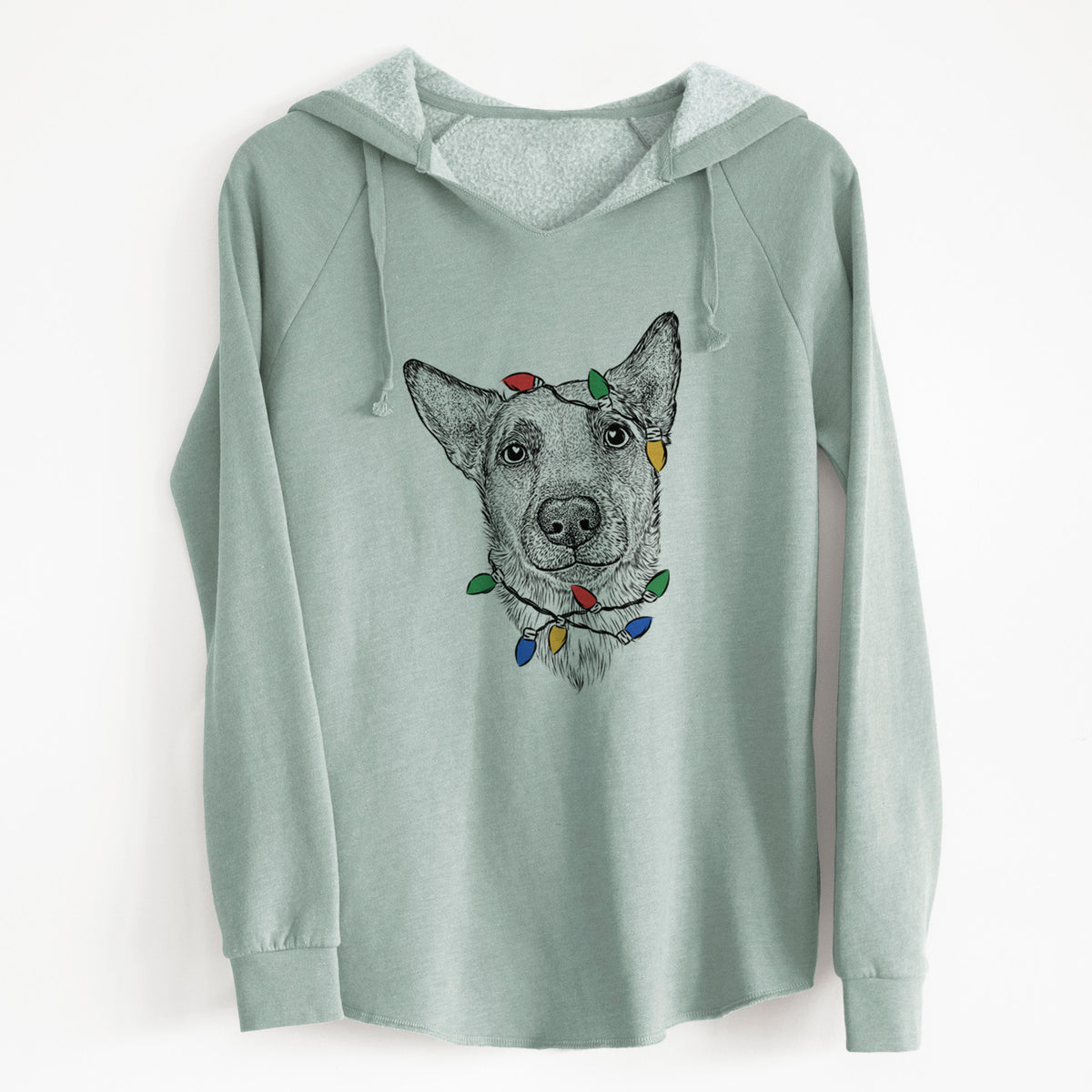 Christmas Lights Luna the Shepherd Mix - Cali Wave Hooded Sweatshirt
