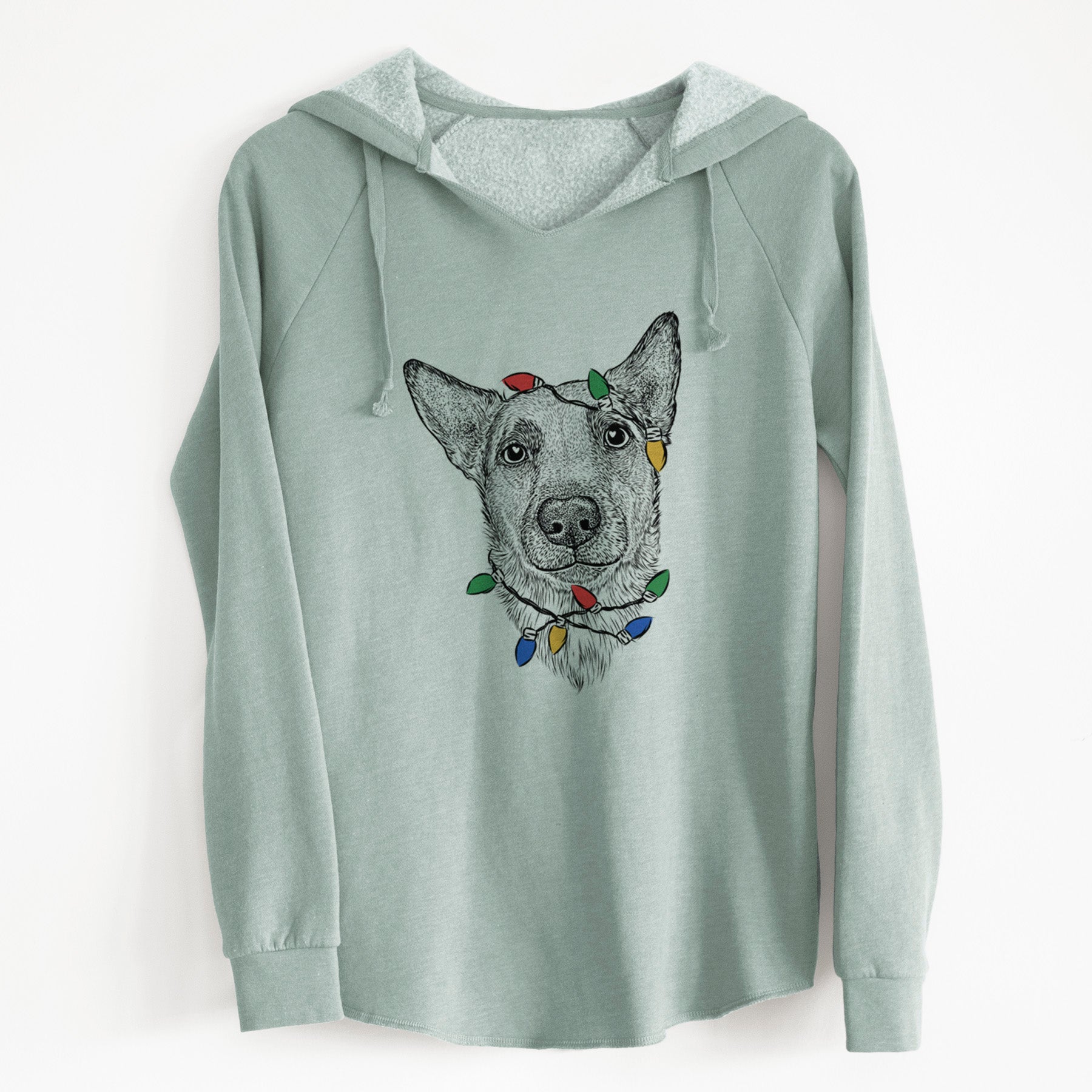 Christmas Lights Luna the Shepherd Mix - Cali Wave Hooded Sweatshirt
