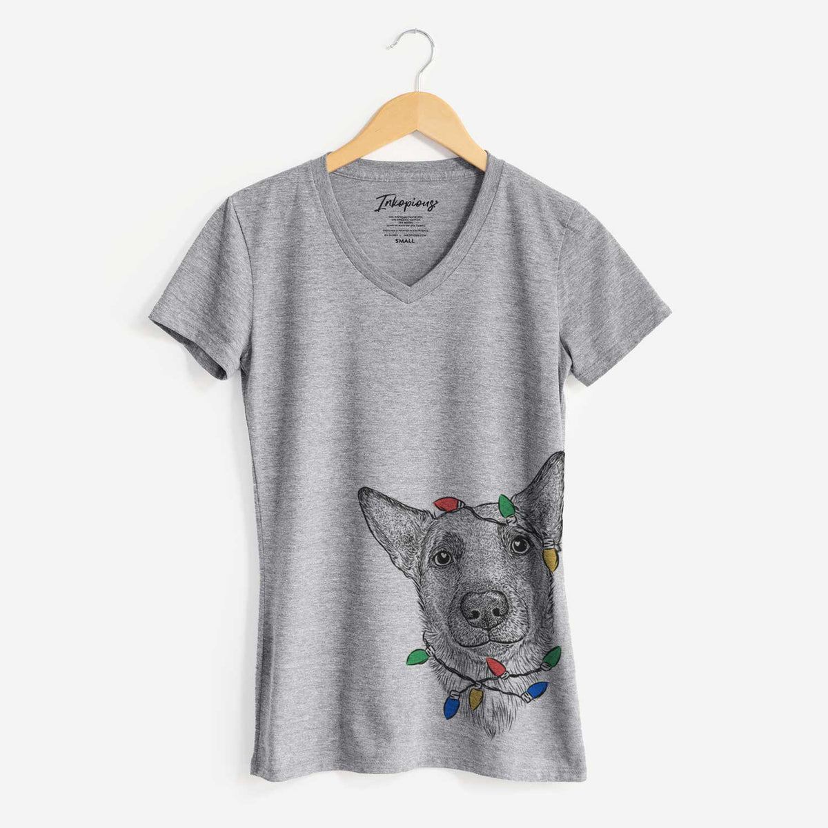 Christmas Lights Luna the Shepherd Mix - Women's V-neck Shirt