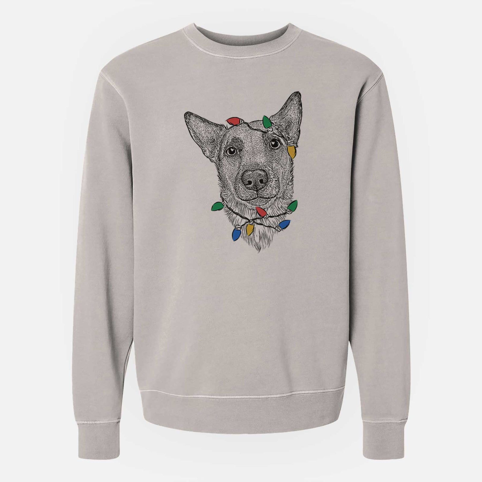 Christmas Lights Luna the Shepherd Mix - Unisex Pigment Dyed Crew Sweatshirt