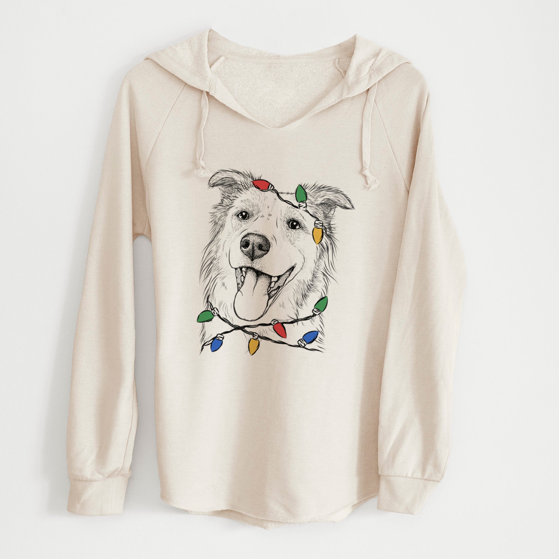 Christmas Lights Macaroni the Border Collie - Cali Wave Hooded Sweatshirt