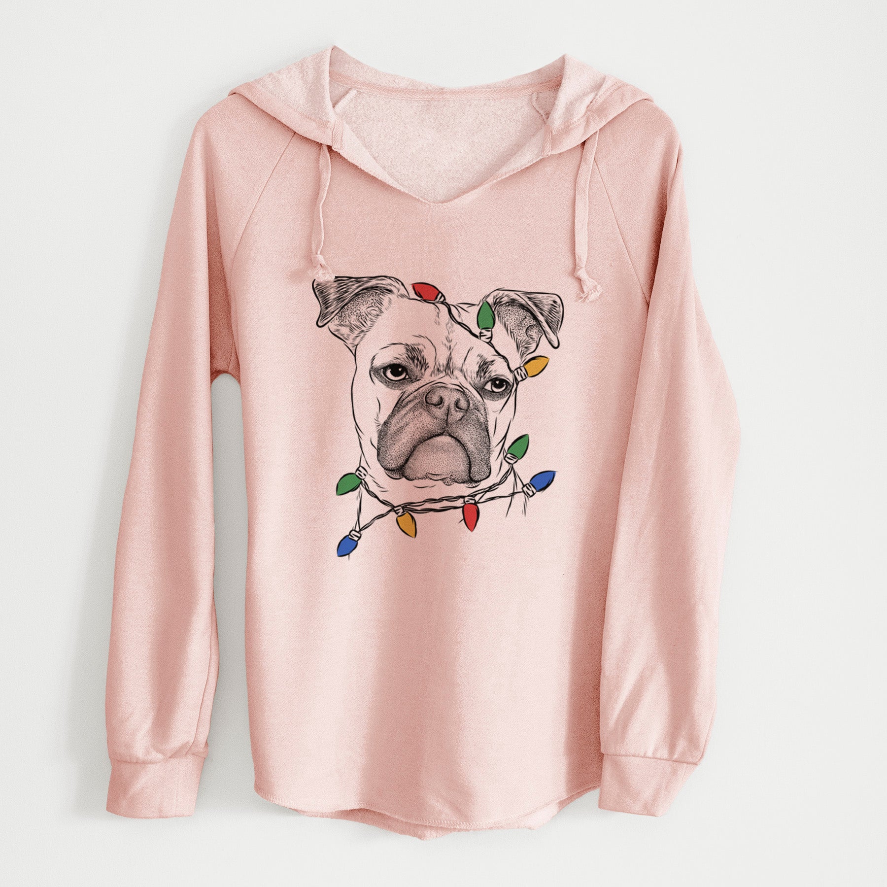 Christmas Lights Mack the Bugg (Boston Terrier/Pug) - Cali Wave Hooded Sweatshirt