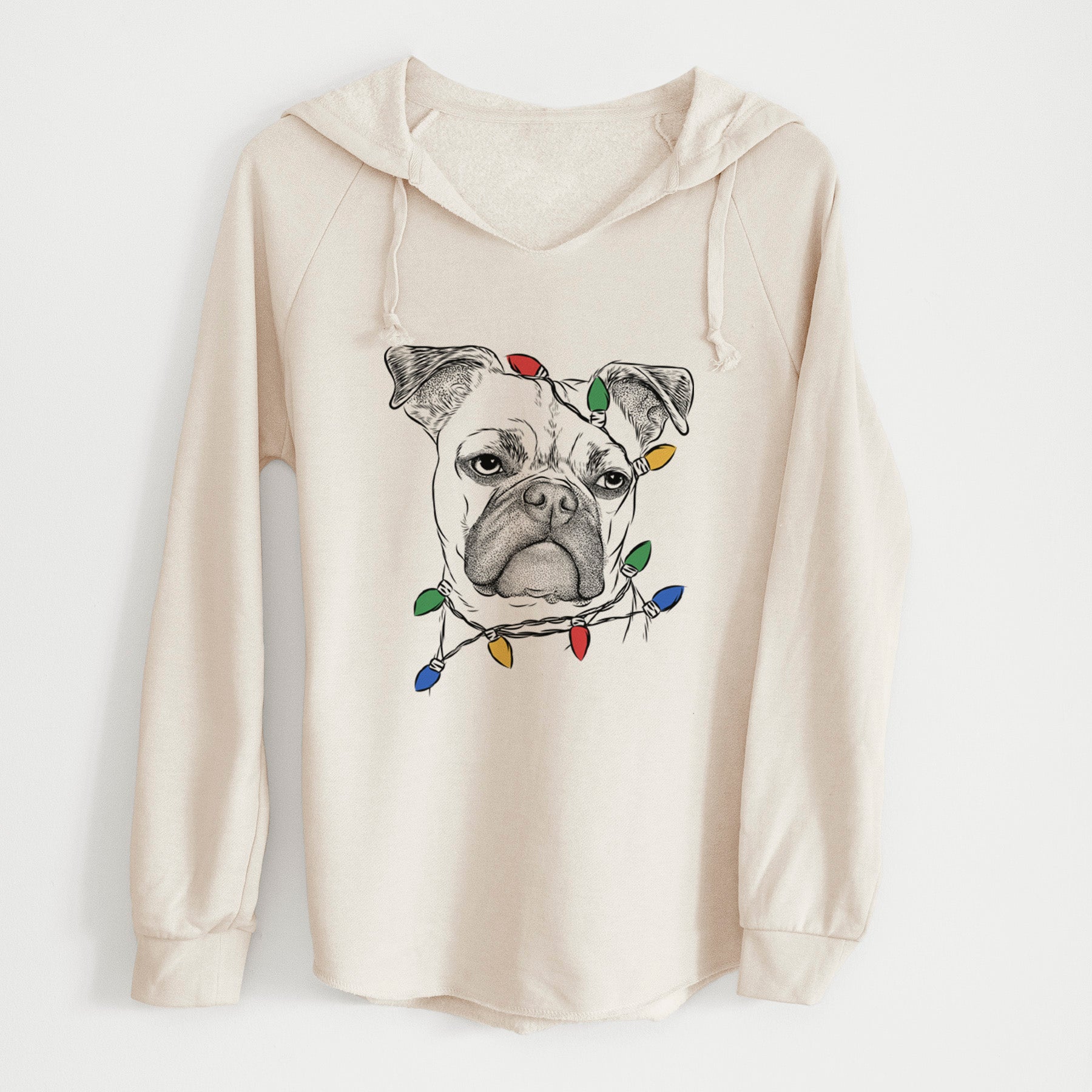 Christmas Lights Mack the Bugg (Boston Terrier/Pug) - Cali Wave Hooded Sweatshirt