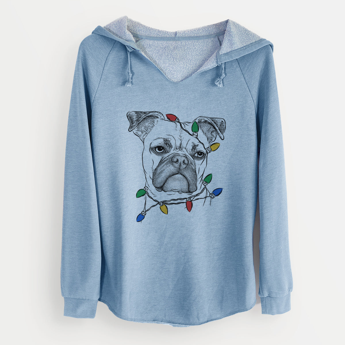Christmas Lights Mack the Bugg (Boston Terrier/Pug) - Cali Wave Hooded Sweatshirt