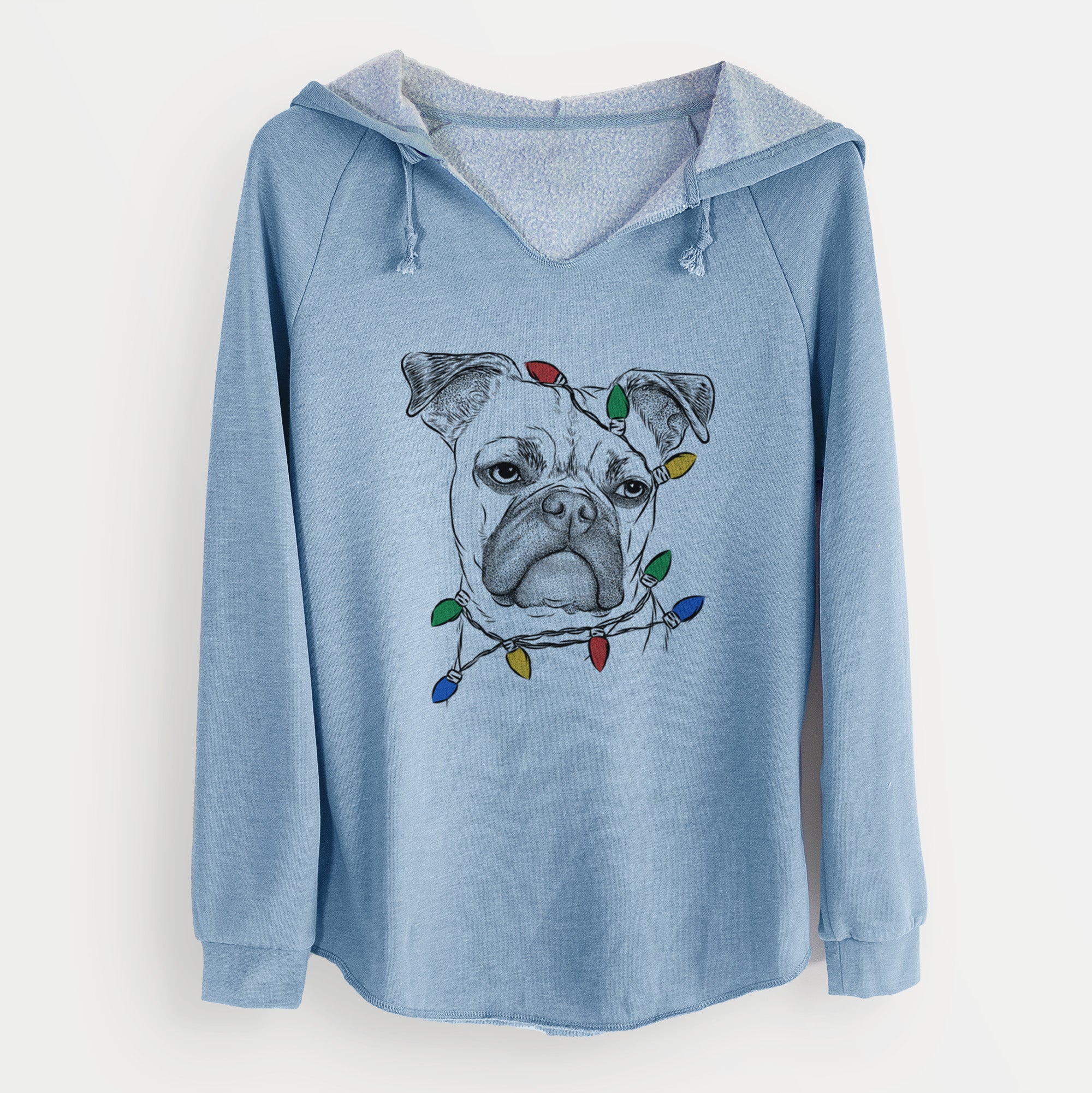 Christmas Lights Mack the Bugg (Boston Terrier/Pug) - Cali Wave Hooded Sweatshirt