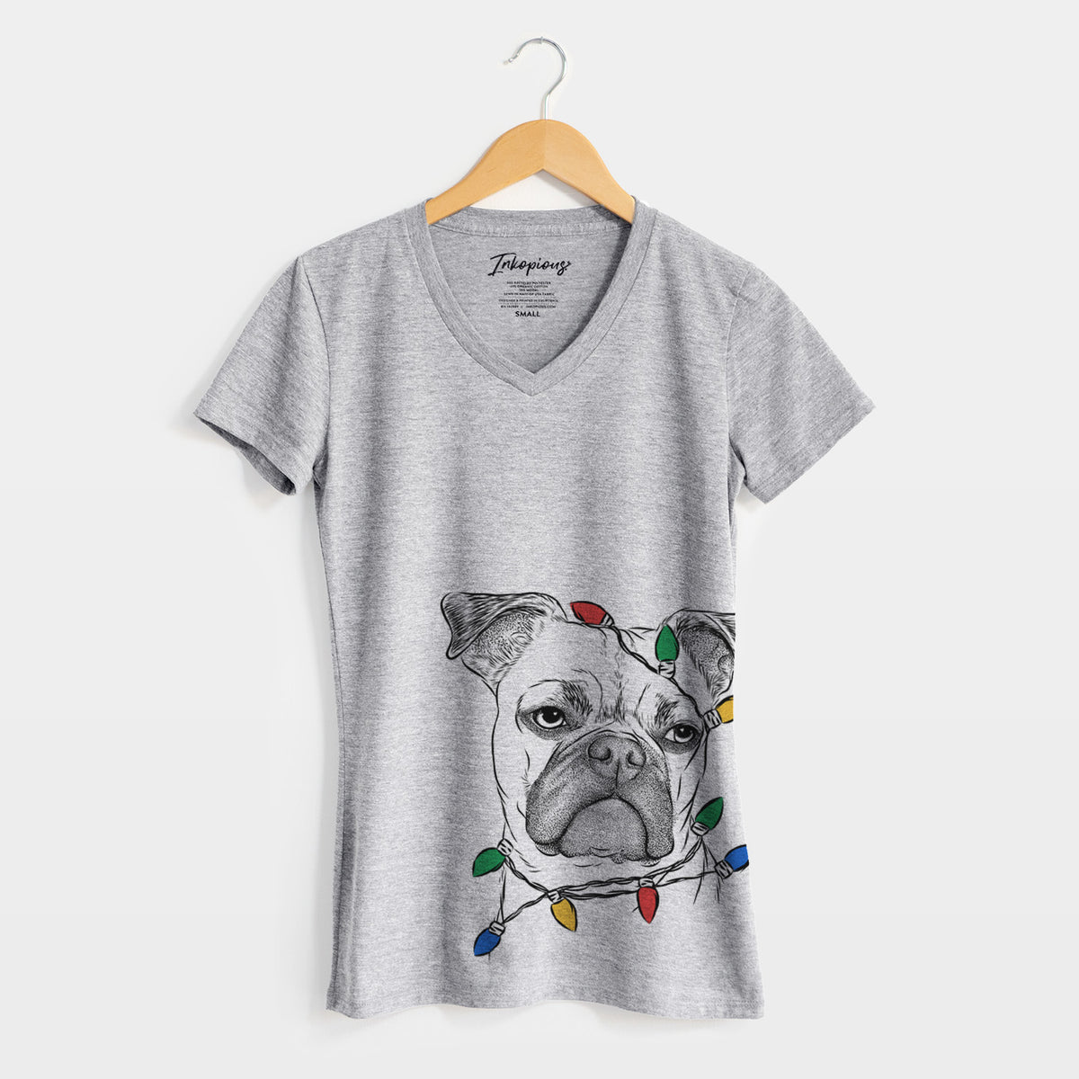 Christmas Lights Mack the Bugg (Boston Terrier/Pug) - Women's Perfect V-neck Shirt