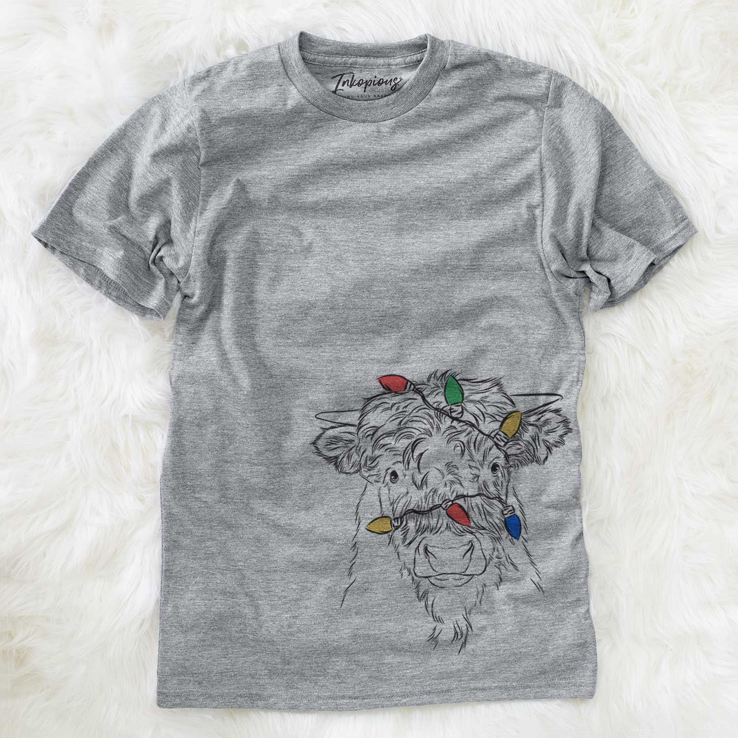 Christmas Lights Mack the Scottish Highland Cow - Unisex Crewneck