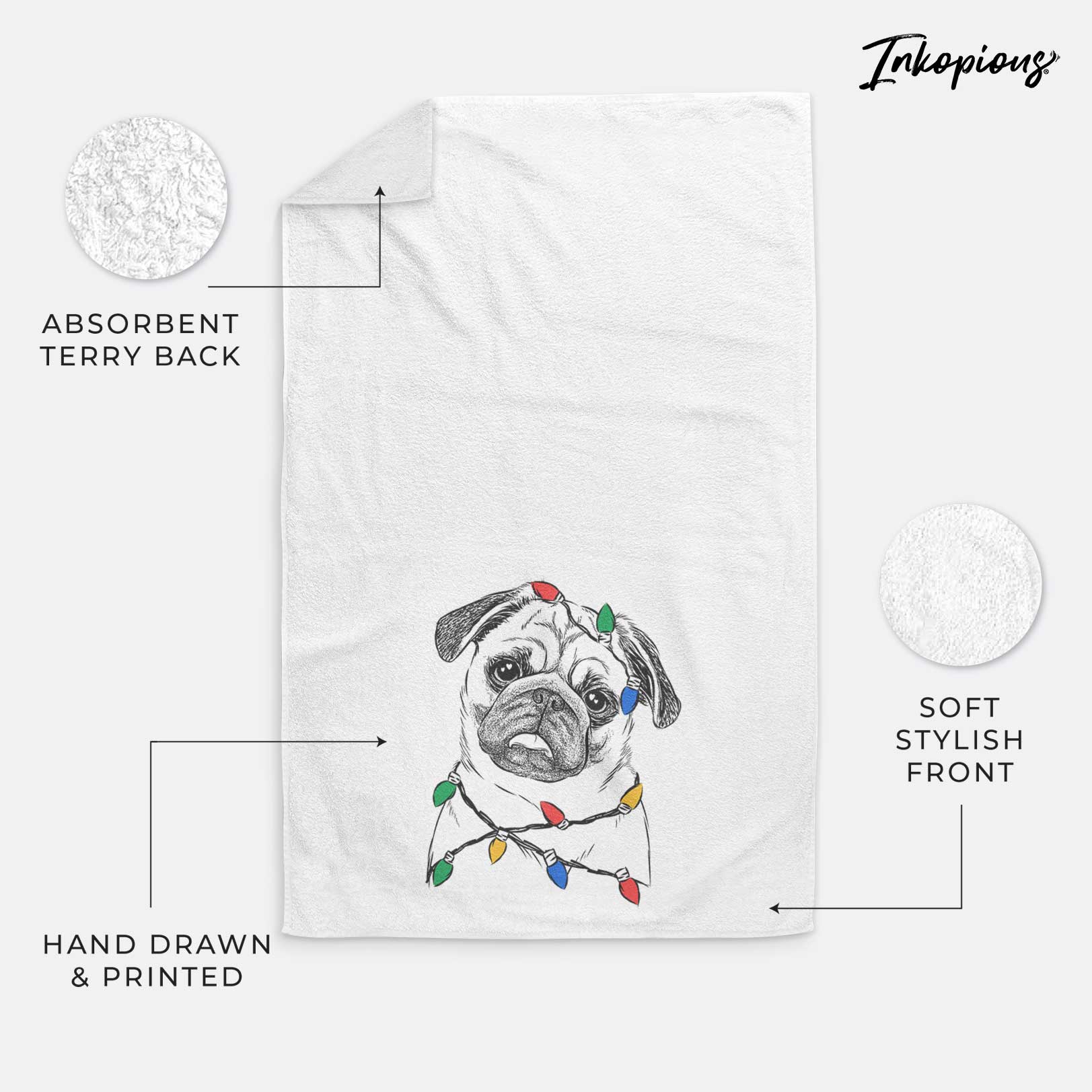 Macy the Pug Decorative Hand Towel