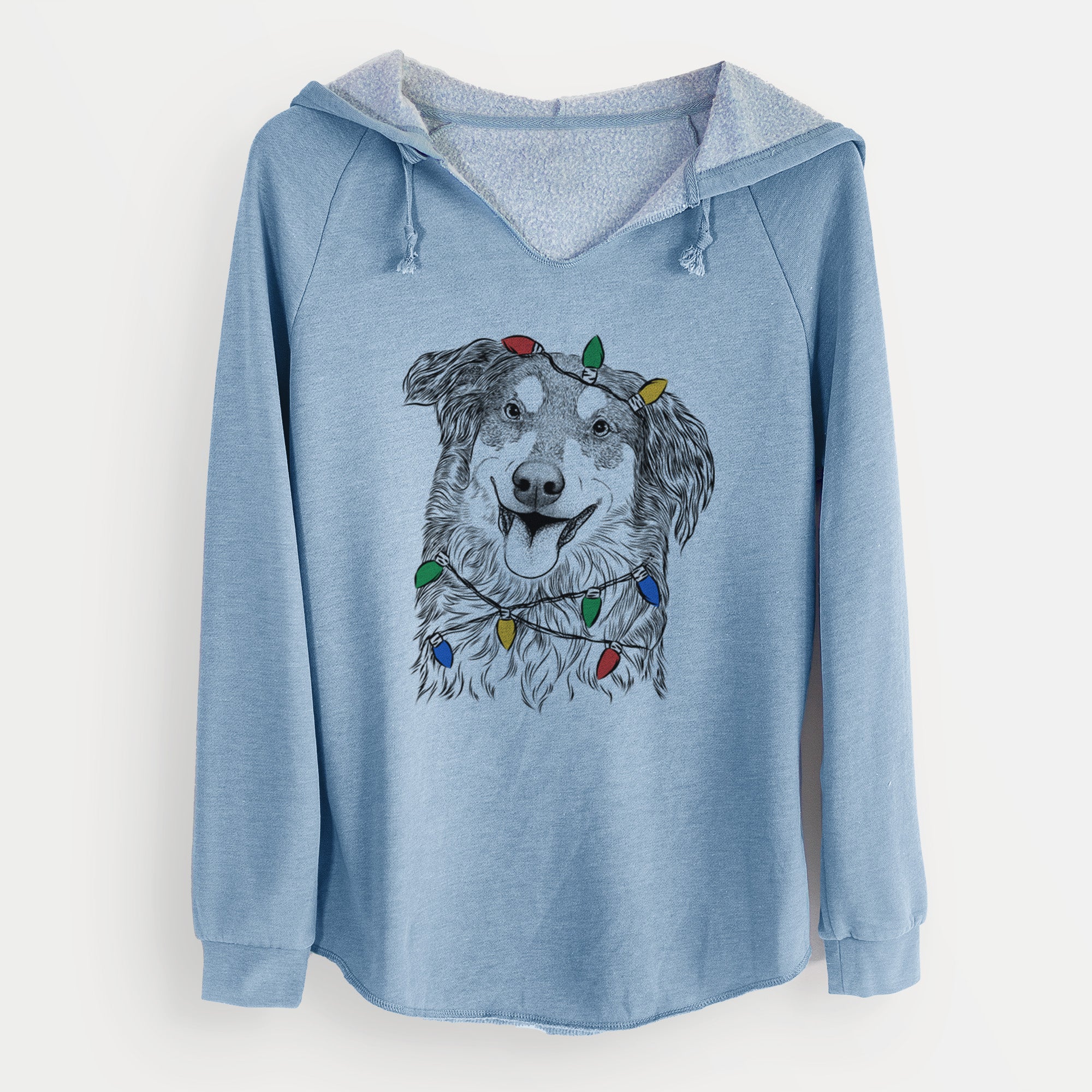 Christmas Lights Maddie the English Shepherd - Cali Wave Hooded Sweatshirt