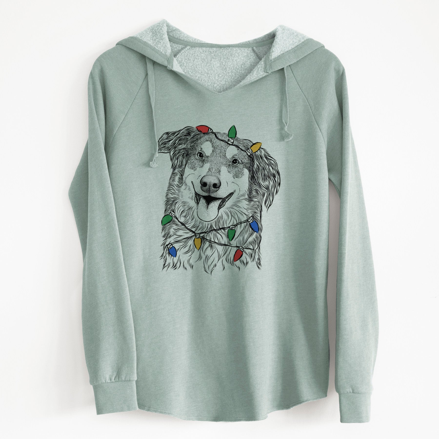 Christmas Lights Maddie the English Shepherd - Cali Wave Hooded Sweatshirt