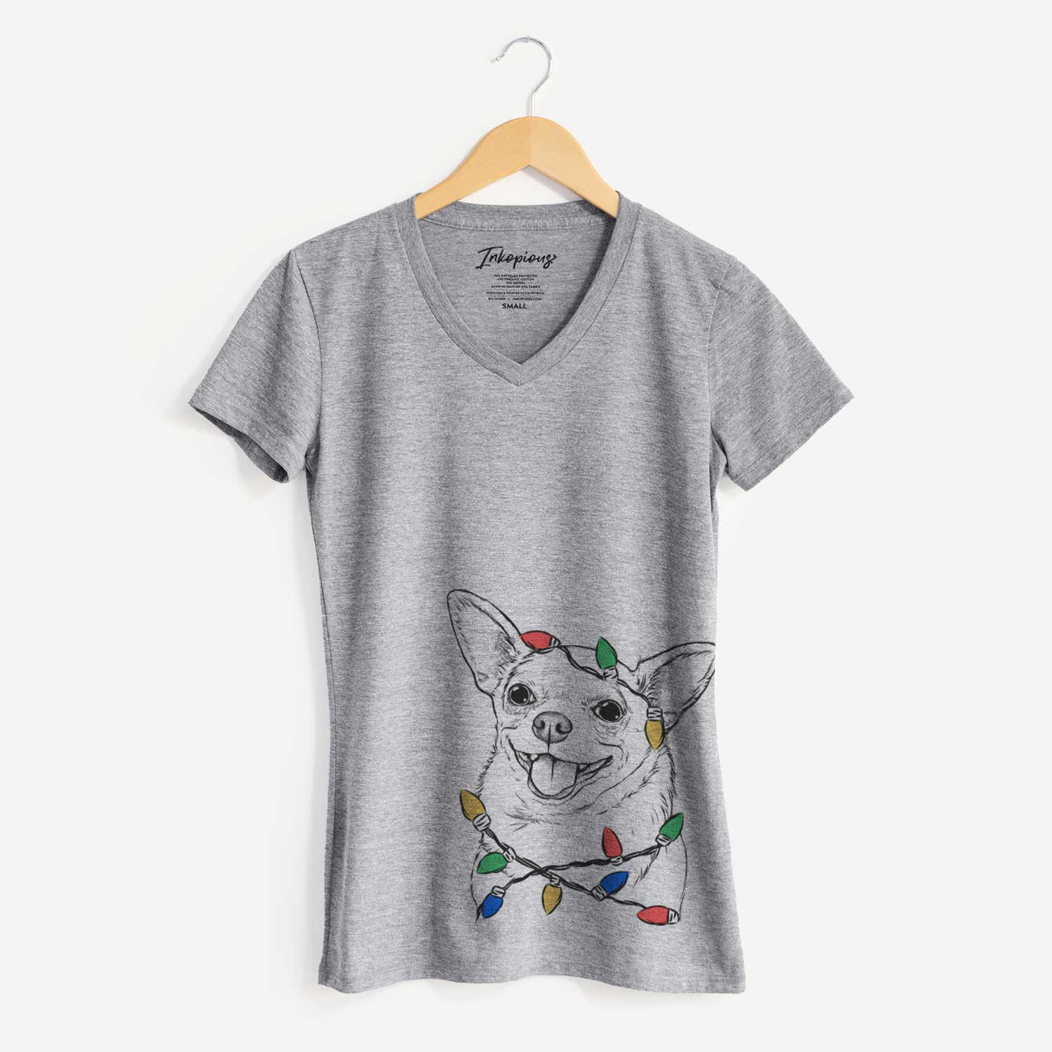 Christmas Lights Maddison Pearl the Chihuahua - Women's V-neck Shirt