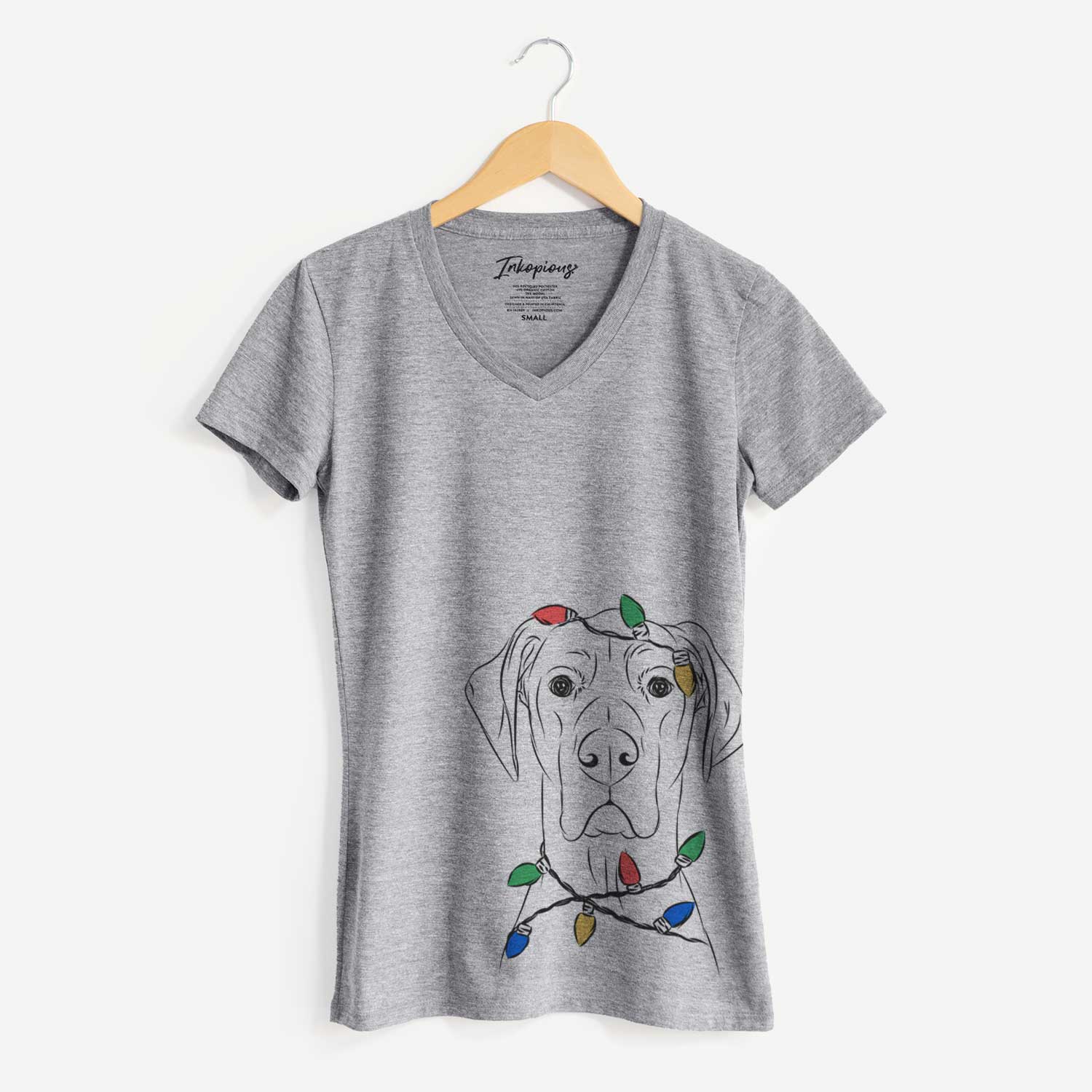 Christmas Lights Maddox the Great Dane - Women's V-neck Shirt