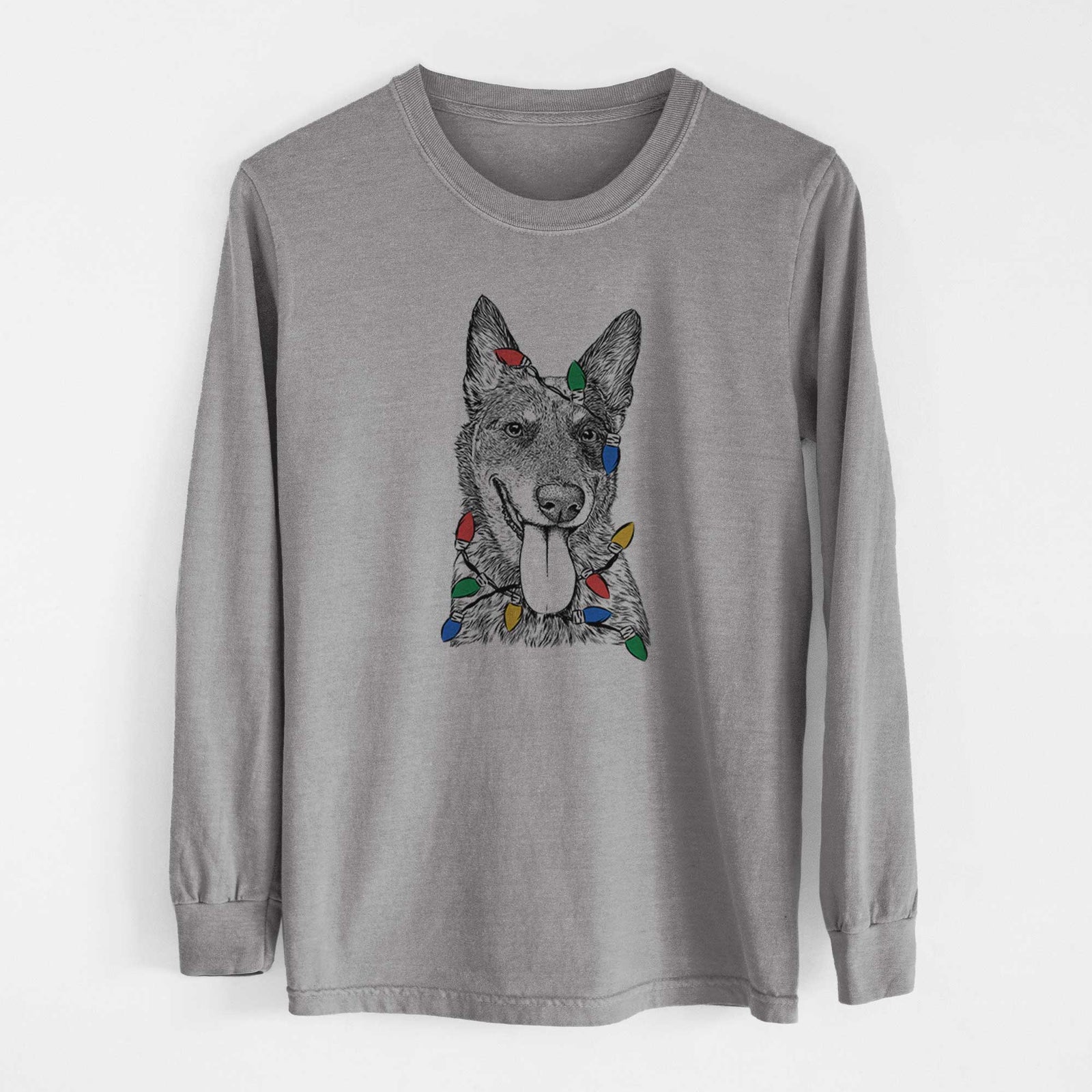 Christmas Lights Madison the Blue Heeler - Heavyweight 100% Cotton Long Sleeve