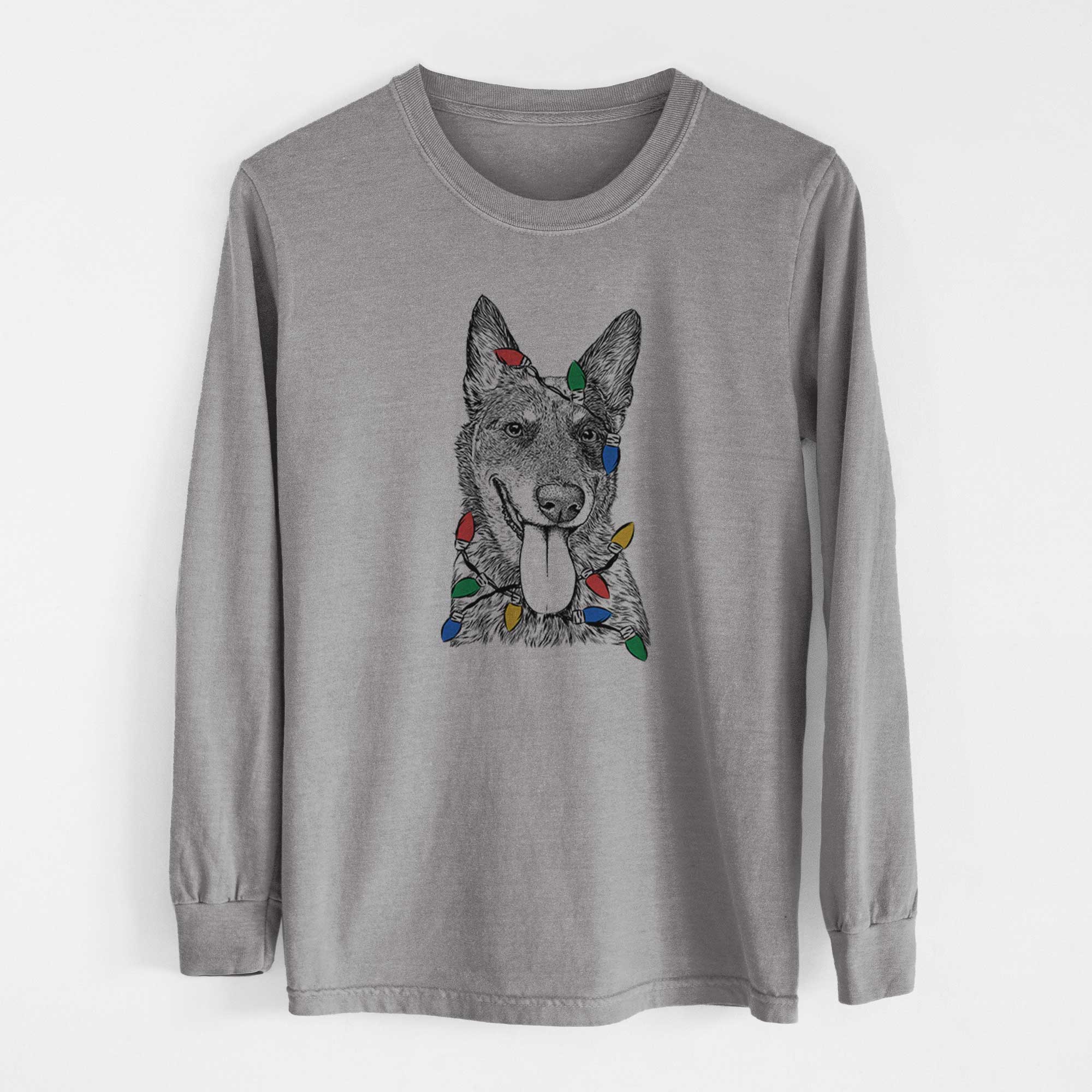 Christmas Lights Madison the Blue Heeler - Heavyweight 100% Cotton Long Sleeve