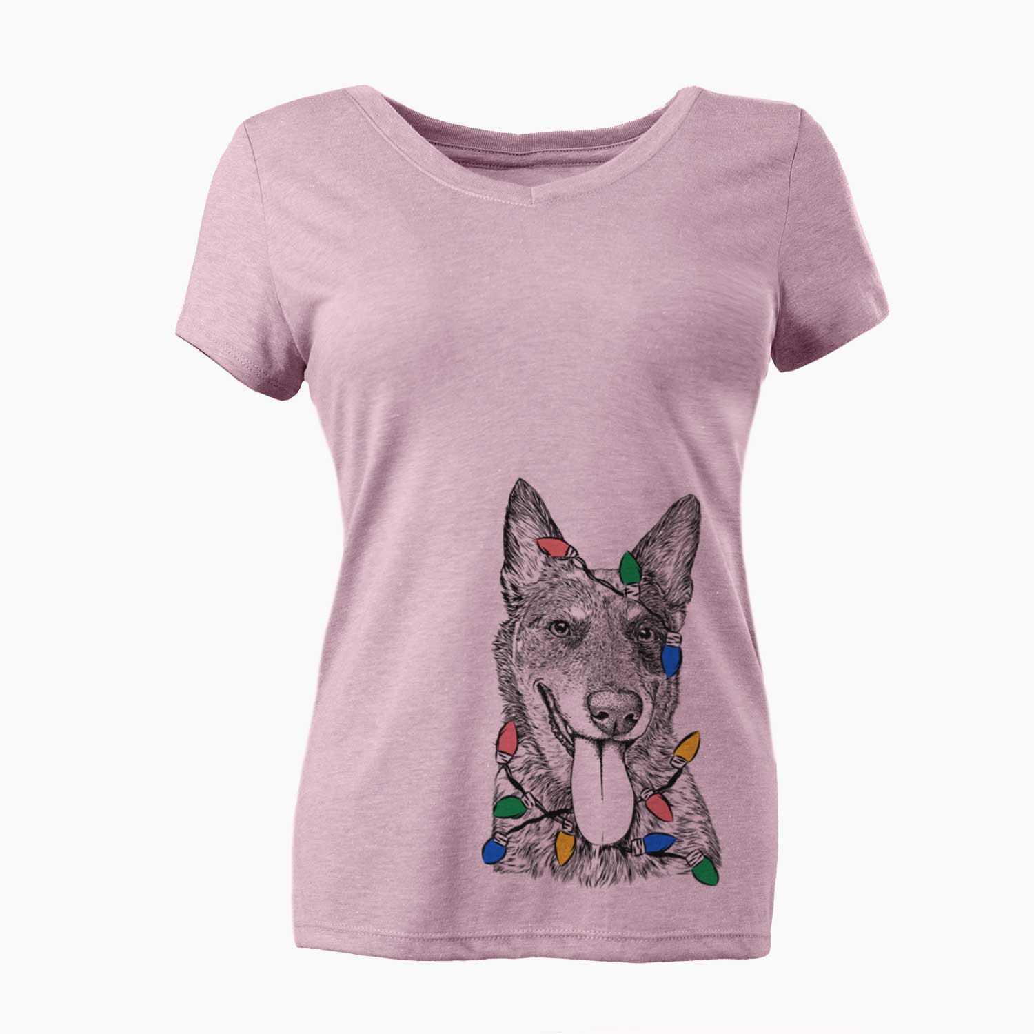 Christmas Lights Madison the Blue Heeler - Women's V-neck Shirt