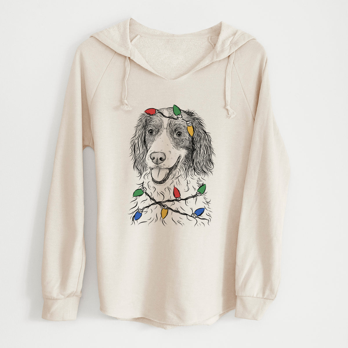 Christmas Lights Maggie the Springer Spaniel - Cali Wave Hooded Sweatshirt