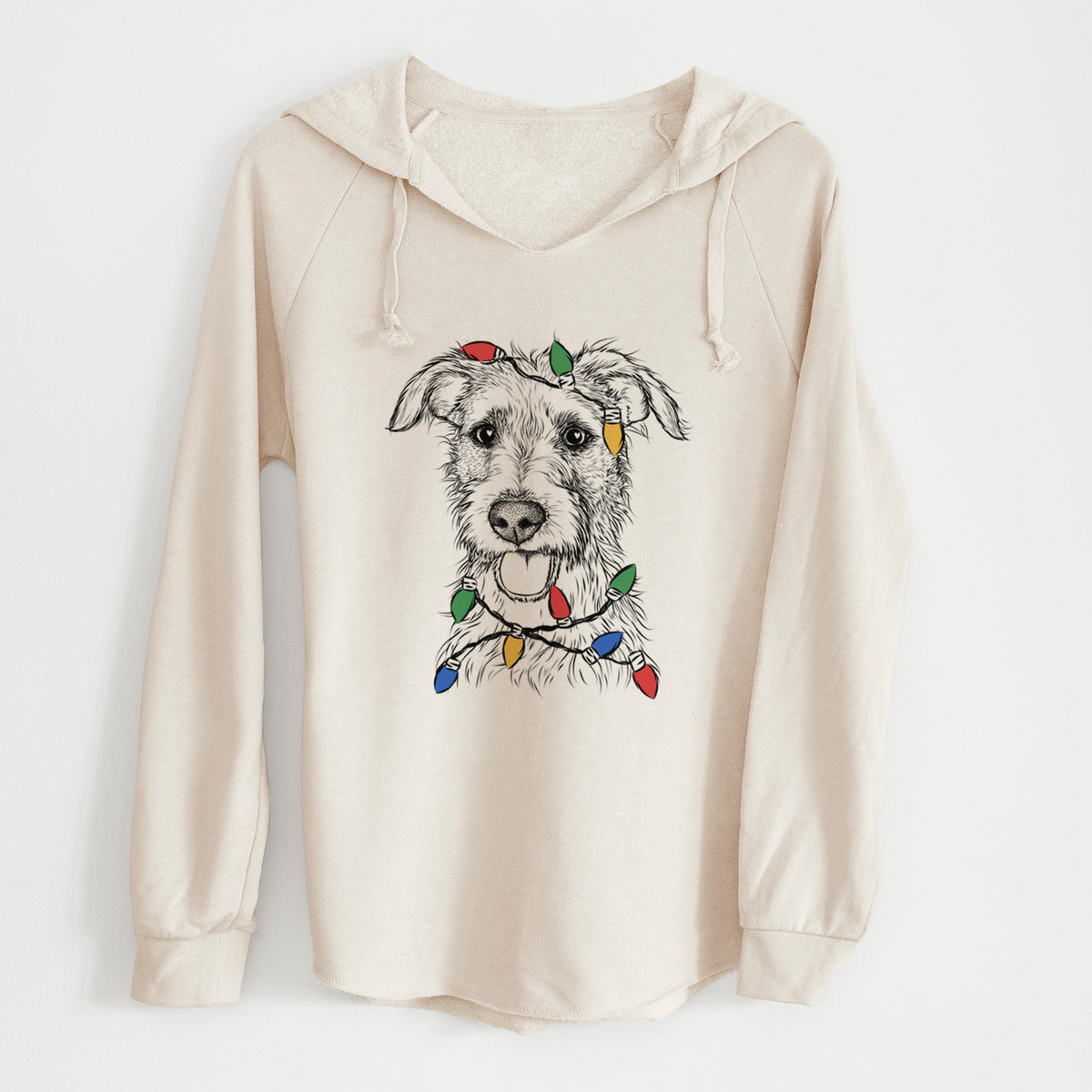 Christmas Lights Maggie the Terrier Mix - Cali Wave Hooded Sweatshirt