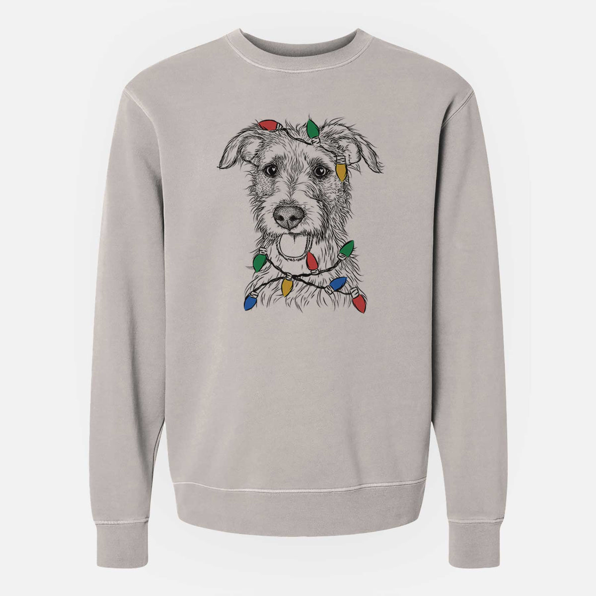 Christmas Lights Maggie the Terrier Mix - Unisex Pigment Dyed Crew Sweatshirt