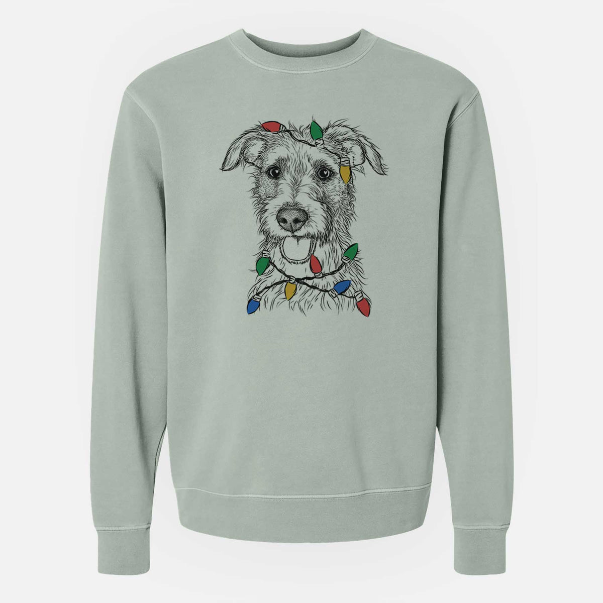 Christmas Lights Maggie the Terrier Mix - Unisex Pigment Dyed Crew Sweatshirt