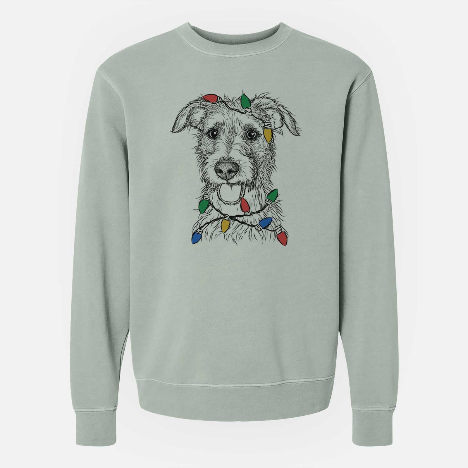 Christmas Lights Maggie the Terrier Mix - Unisex Pigment Dyed Crew Sweatshirt