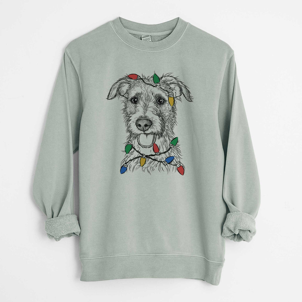 Christmas Lights Maggie the Terrier Mix - Unisex Pigment Dyed Crew Sweatshirt