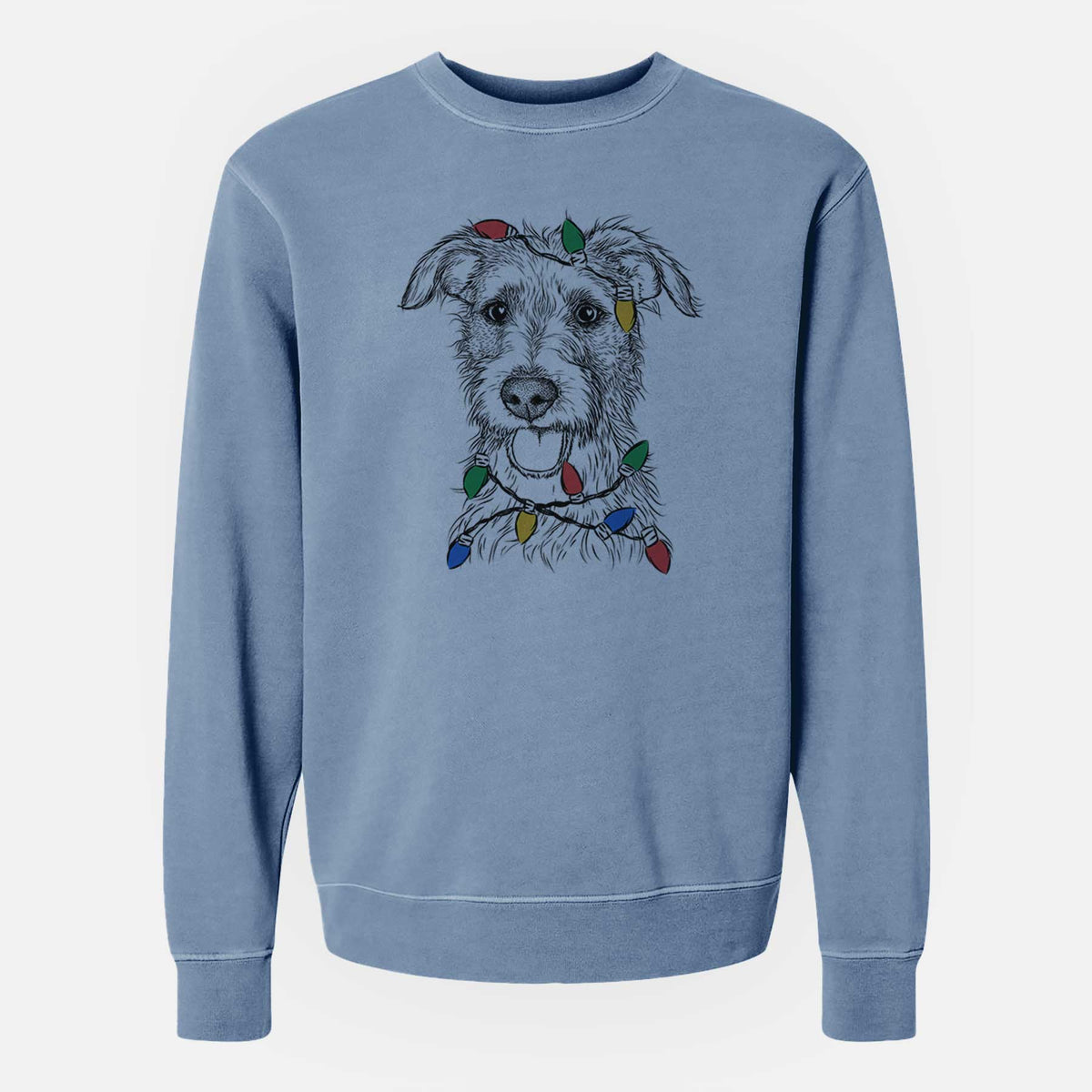 Christmas Lights Maggie the Terrier Mix - Unisex Pigment Dyed Crew Sweatshirt