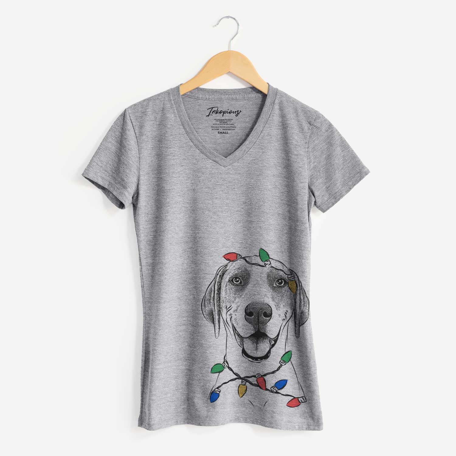 Christmas Lights Maggie the Treeing Walker Coonhound - Women's V-neck Shirt