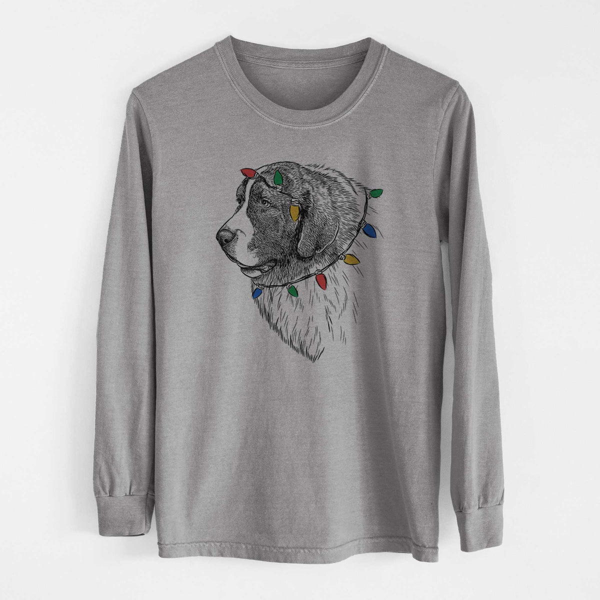 Christmas Lights Magnus the Pyrenean Mastiff - Heavyweight 100% Cotton Long Sleeve