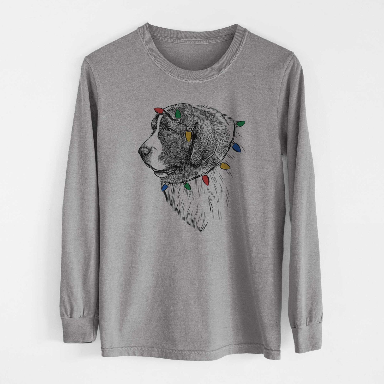 Christmas Lights Magnus the Pyrenean Mastiff - Heavyweight 100% Cotton Long Sleeve