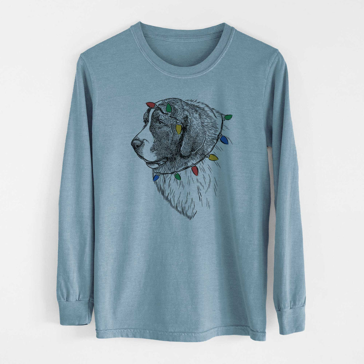 Christmas Lights Magnus the Pyrenean Mastiff - Heavyweight 100% Cotton Long Sleeve