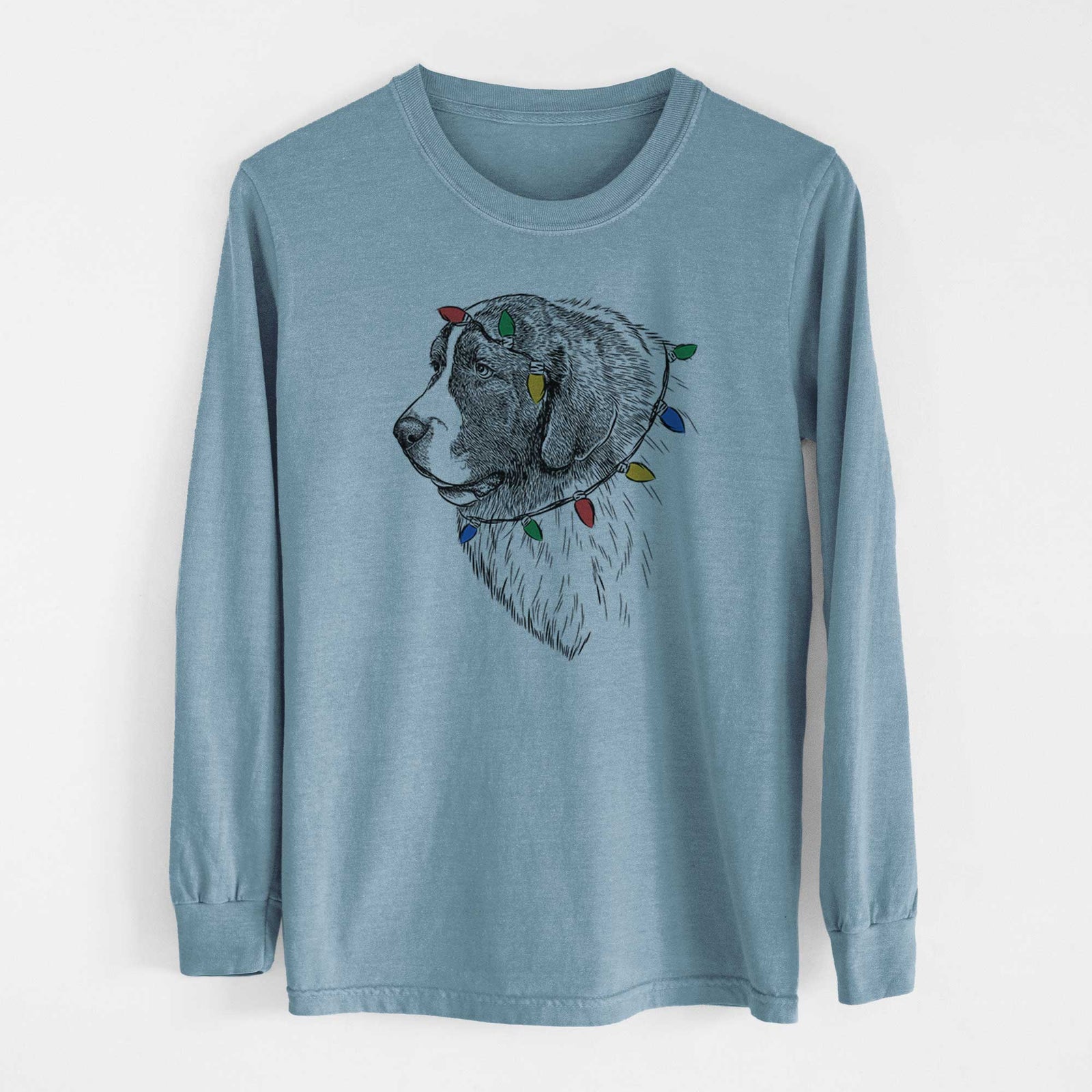 Christmas Lights Magnus the Pyrenean Mastiff - Heavyweight 100% Cotton Long Sleeve