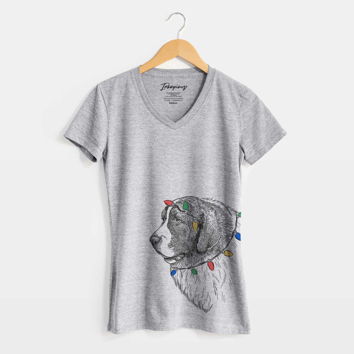 Christmas Lights Magnus the Pyrenean Mastiff - Women's V-neck Shirt