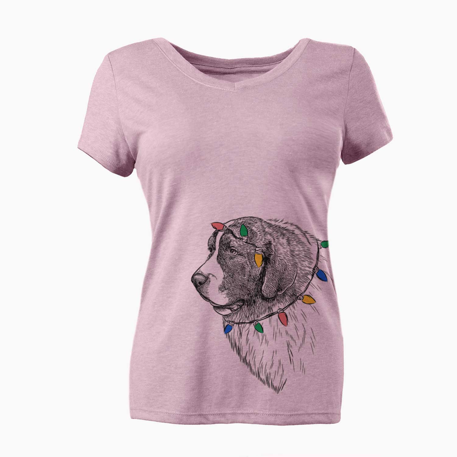 Christmas Lights Magnus the Pyrenean Mastiff - Women's V-neck Shirt