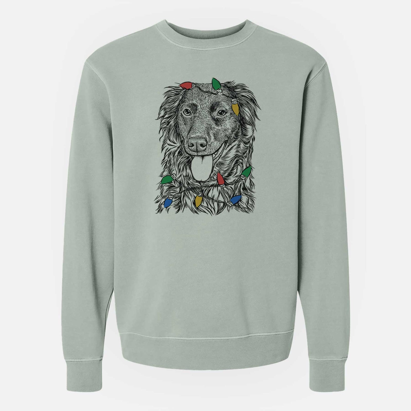 Christmas Lights Maisie Mae the Aussiedor - Unisex Pigment Dyed Crew Sweatshirt