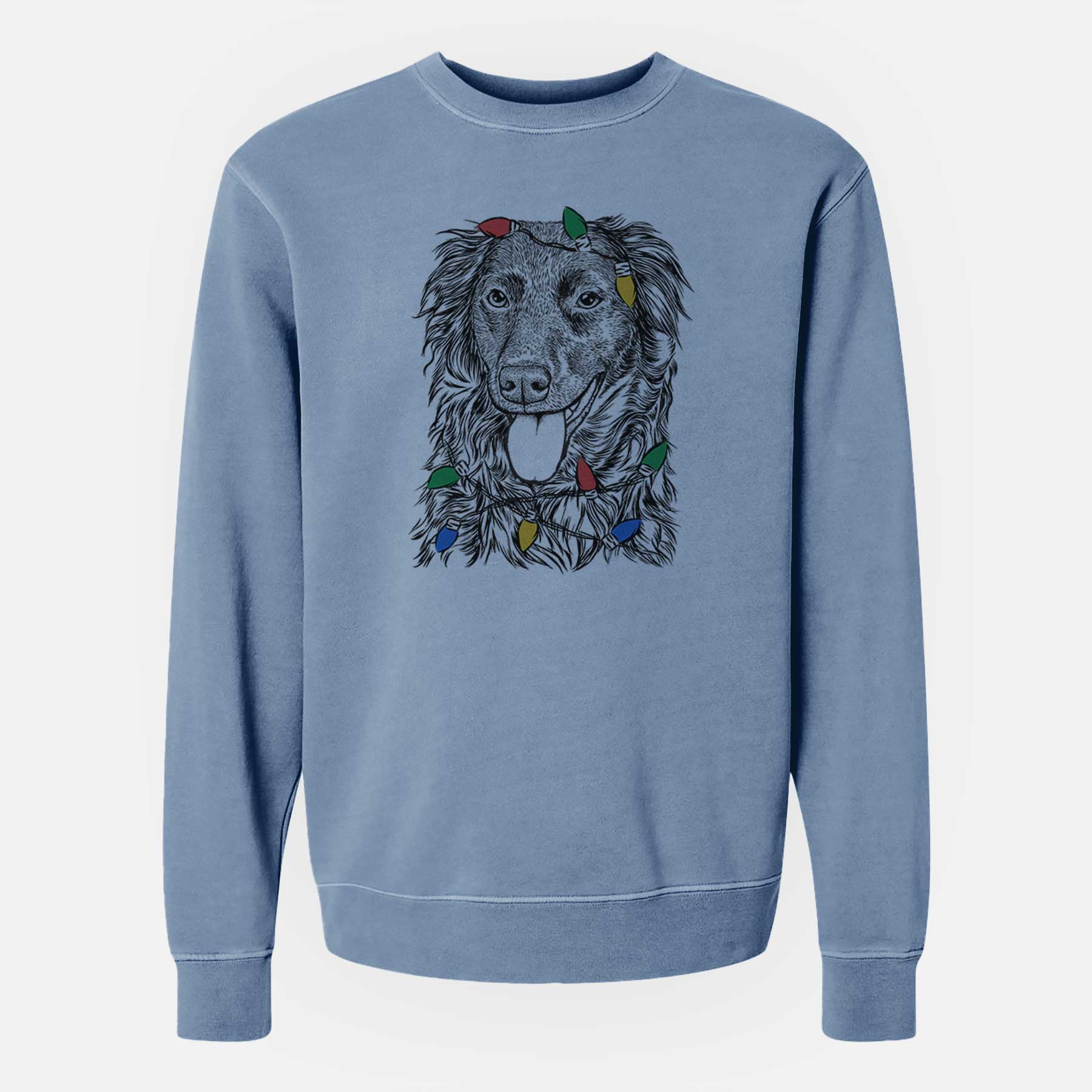 Christmas Lights Maisie Mae the Aussiedor - Unisex Pigment Dyed Crew Sweatshirt