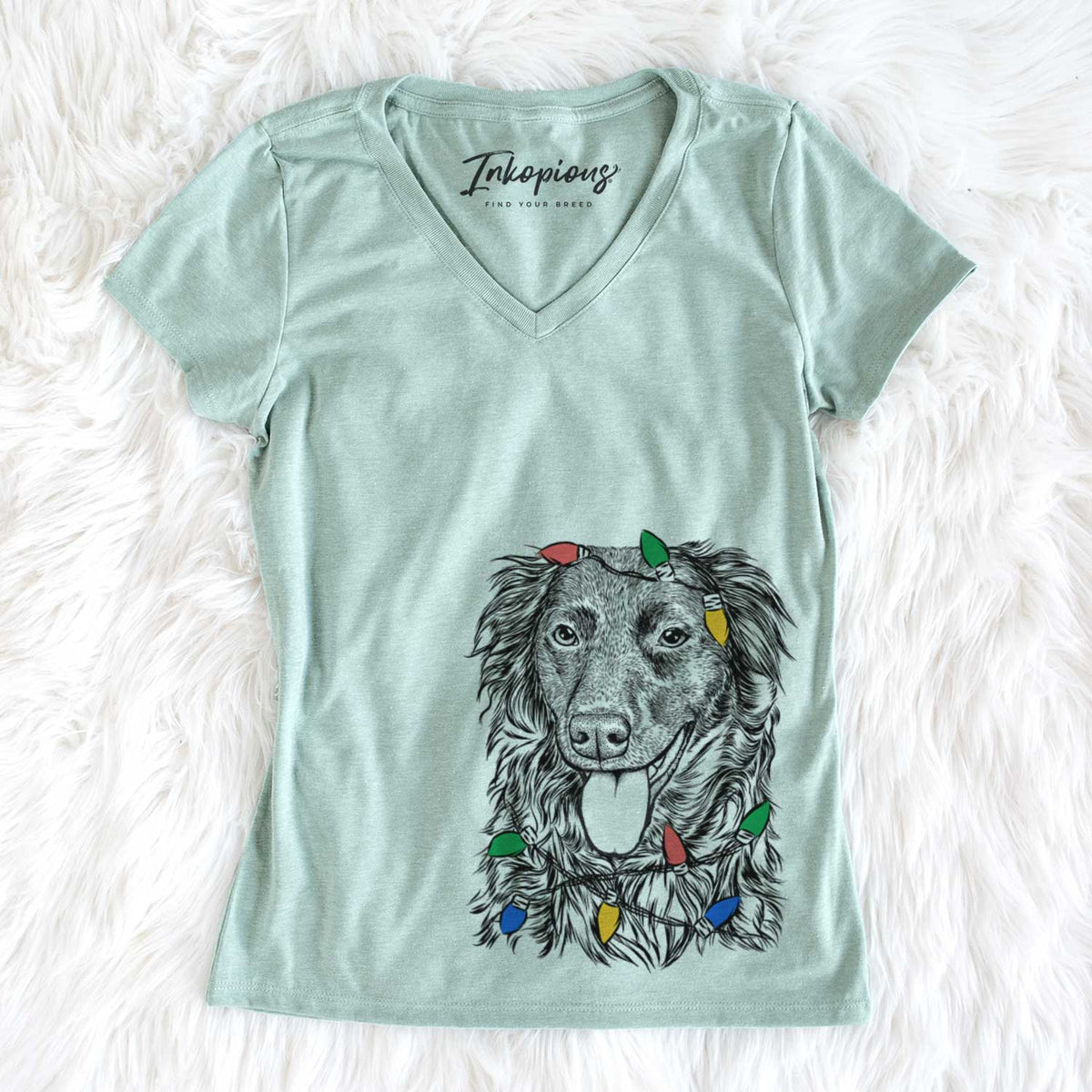 Christmas Lights Maisie Mae the Aussiedor - Women&#39;s V-neck Shirt