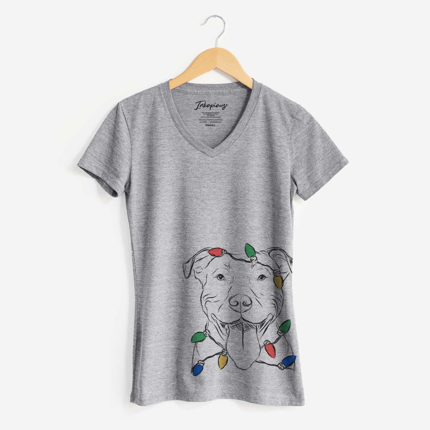 Christmas Lights Major the Pitbull - Women's V-neck Shirt