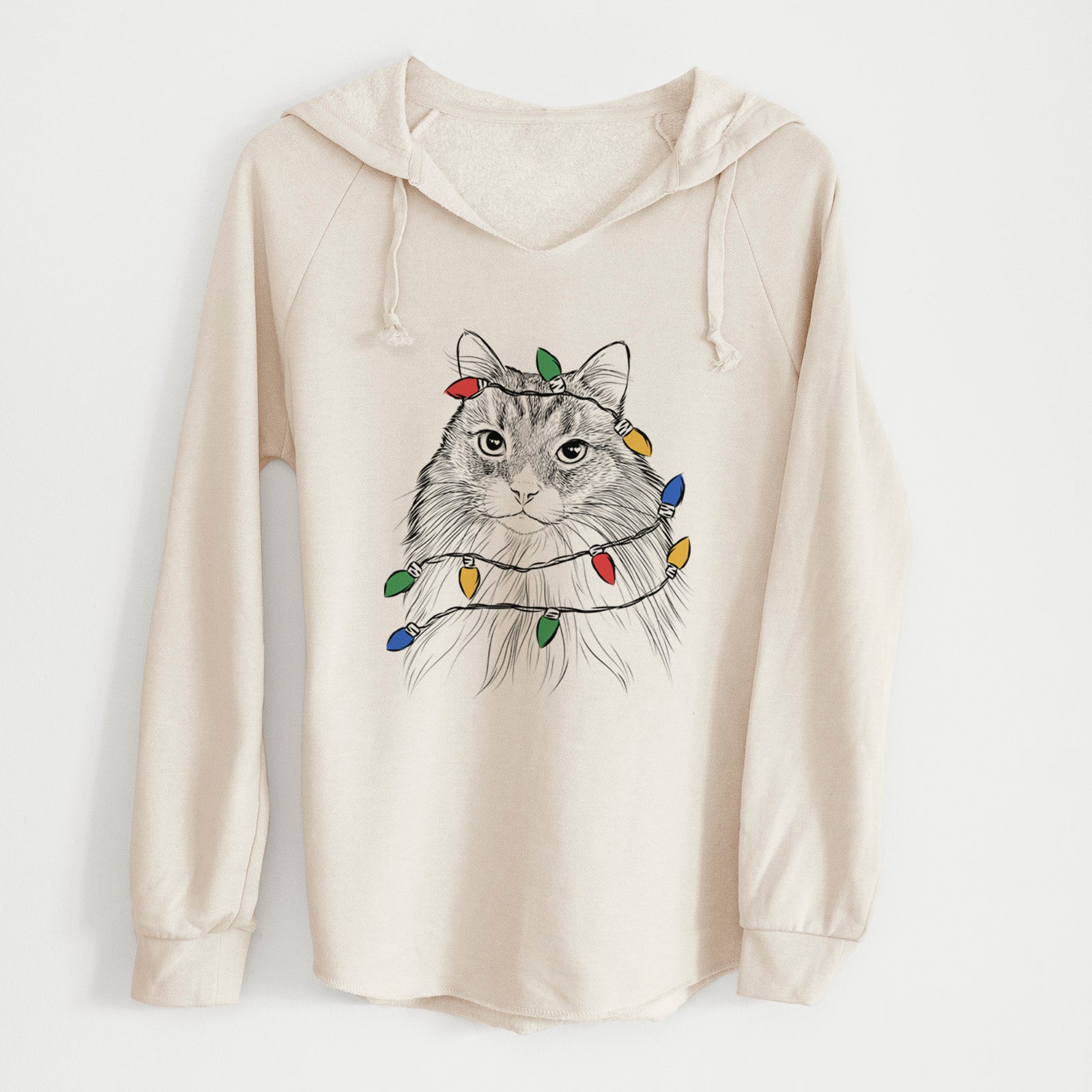 Christmas Lights Maks the Siberian Cat - Cali Wave Hooded Sweatshirt