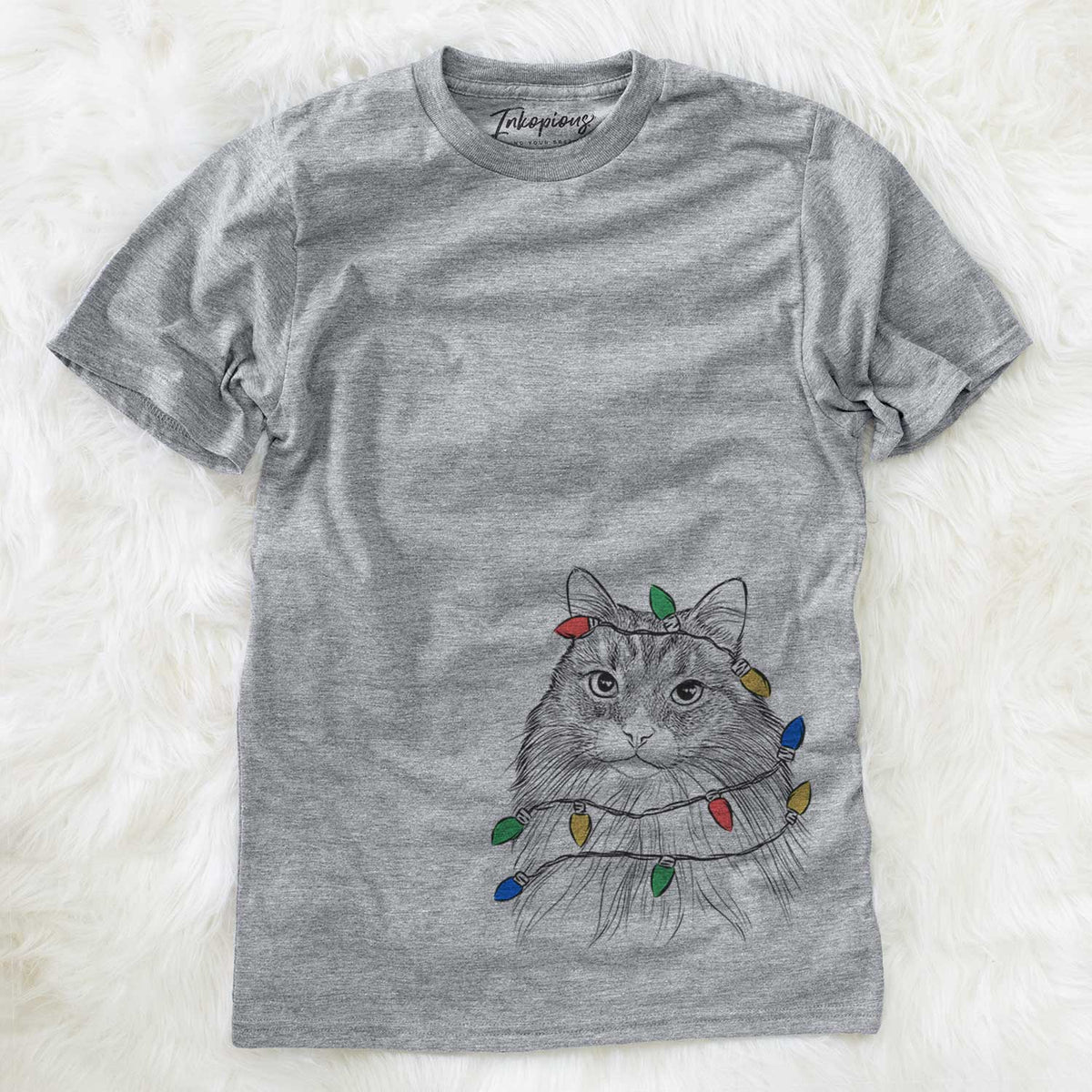 Christmas Lights Maks the Siberian Cat - Unisex Crewneck