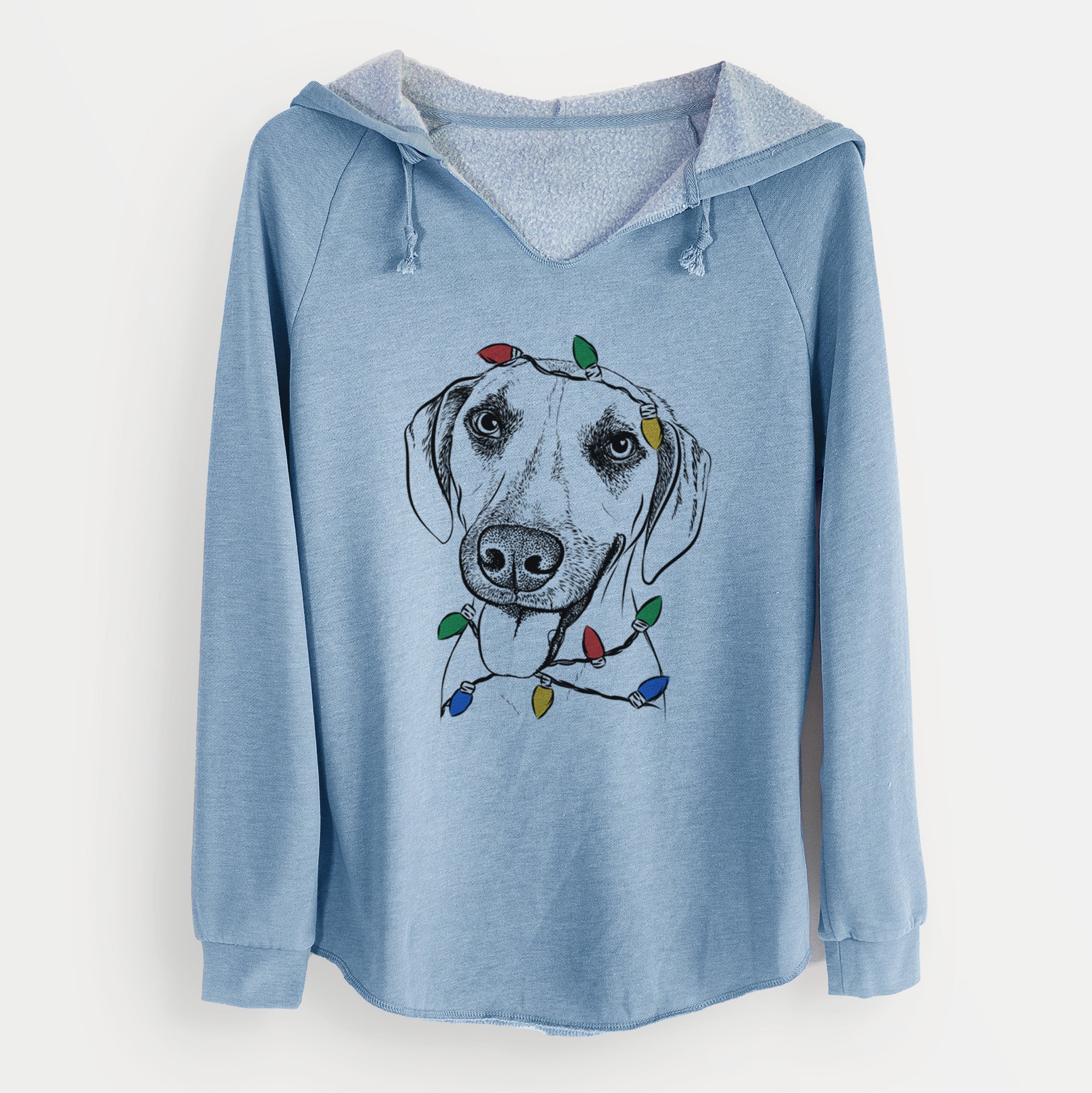 Christmas Lights Malia the American Foxhound Mix - Cali Wave Hooded Sweatshirt