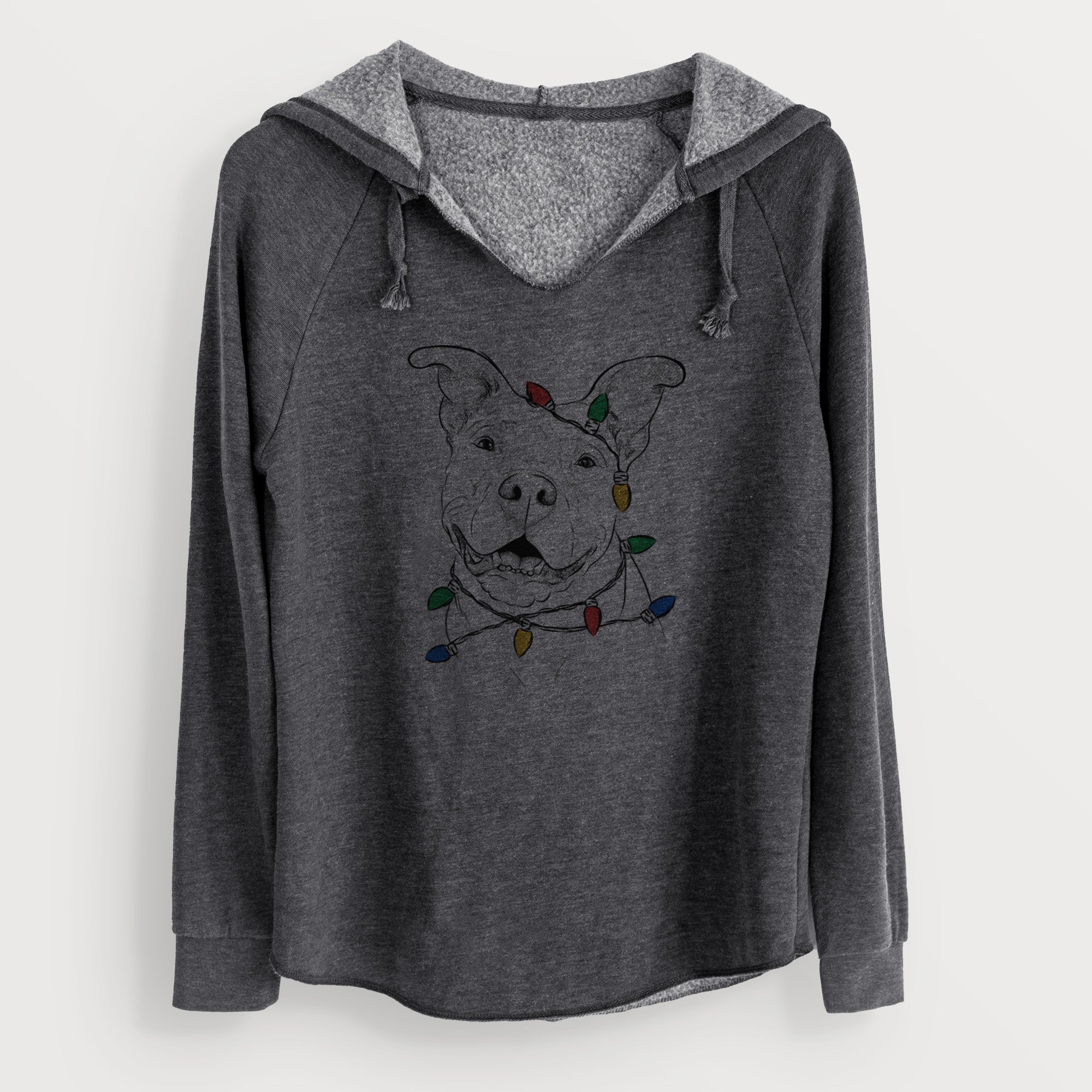 Christmas Lights Malibu the Staffordshire Terrier/Pitbull Mix - Cali Wave Hooded Sweatshirt