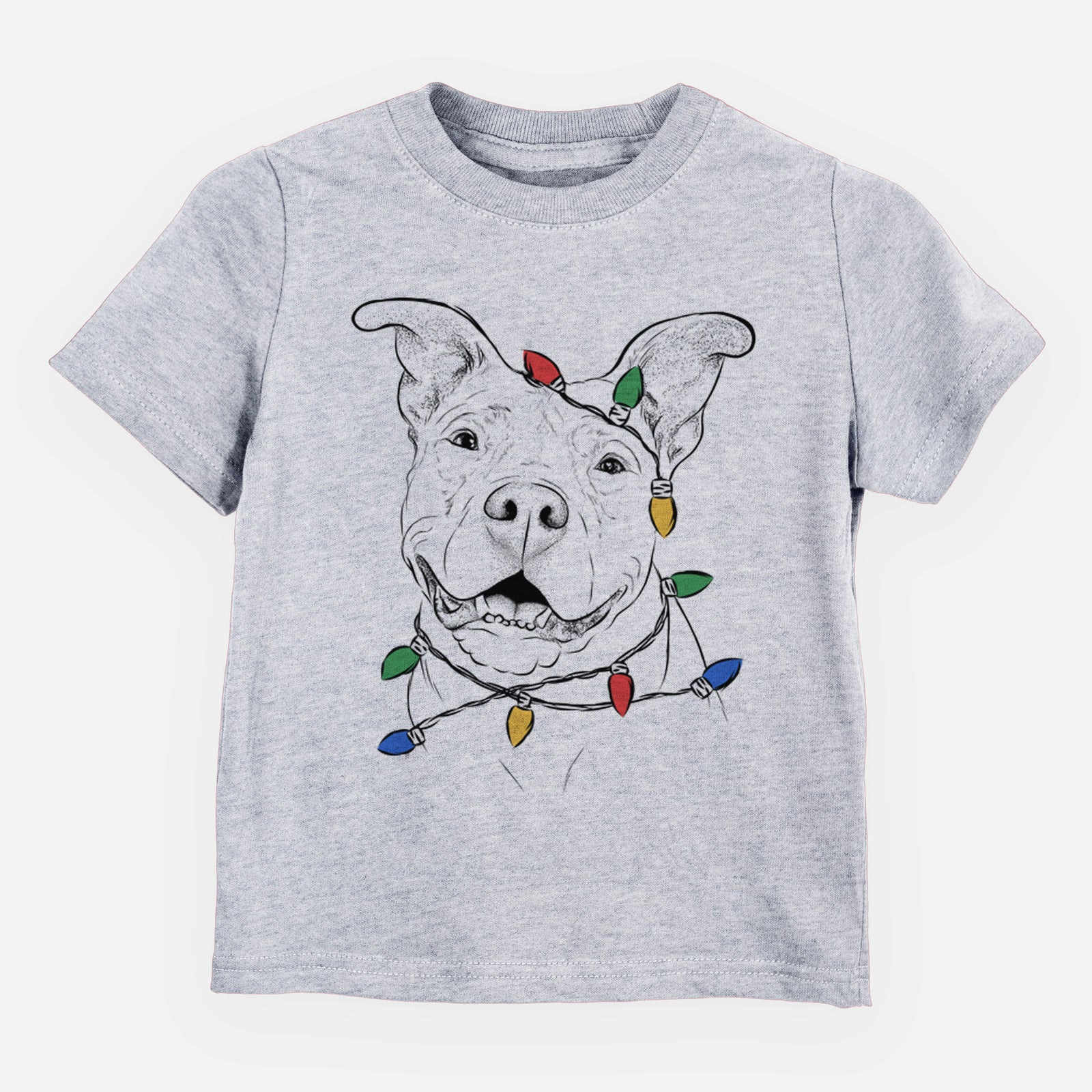 Christmas Lights Malibu the Staffordshire Terrier/Pitbull Mix - Kids/Youth/Toddler Shirt