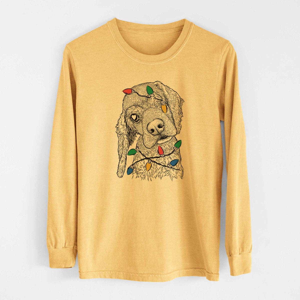 Christmas Lights Mambo #5 the Cocker Spaniel - Heavyweight 100% Cotton Long Sleeve