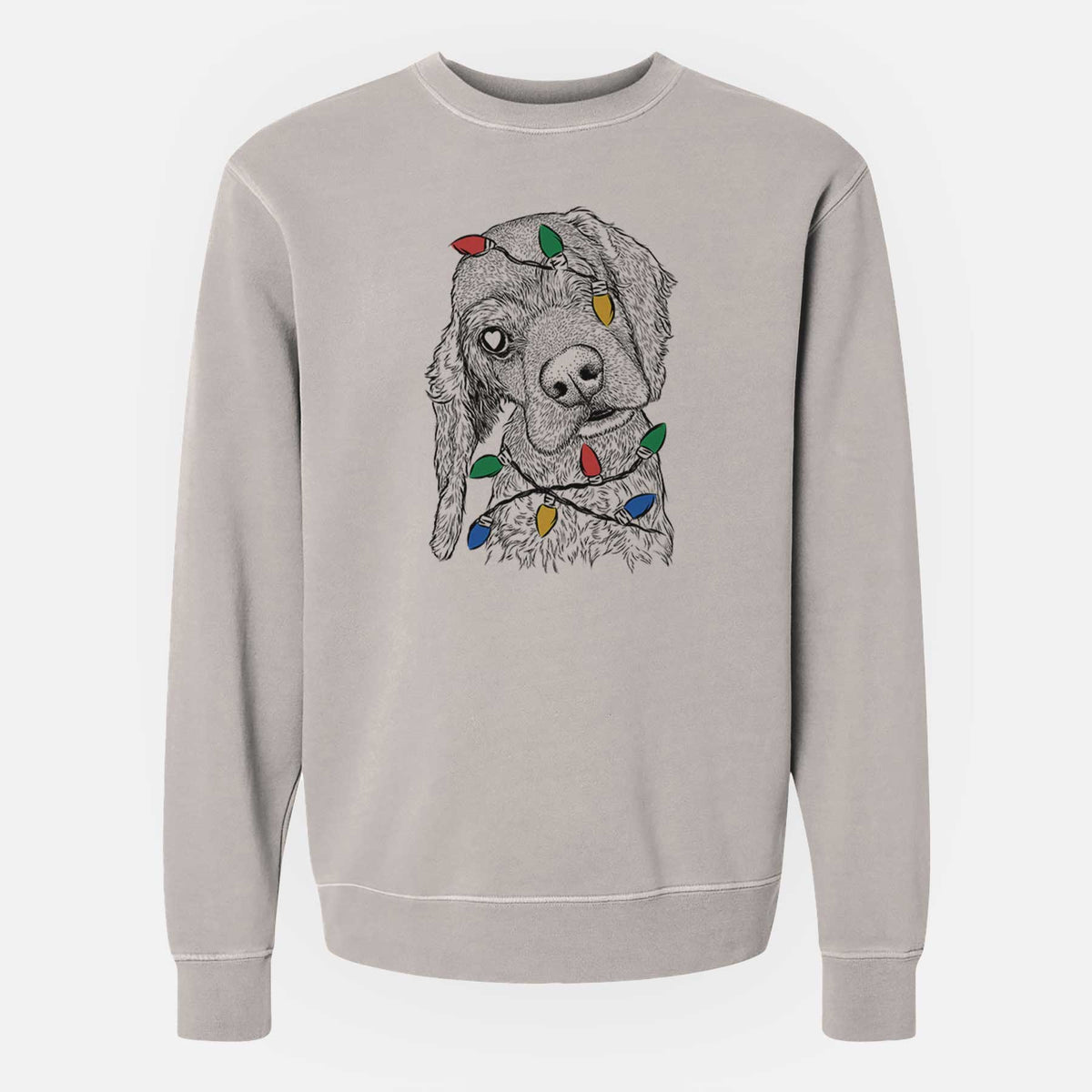 Christmas Lights Mambo #5 the Cocker Spaniel - Unisex Pigment Dyed Crew Sweatshirt