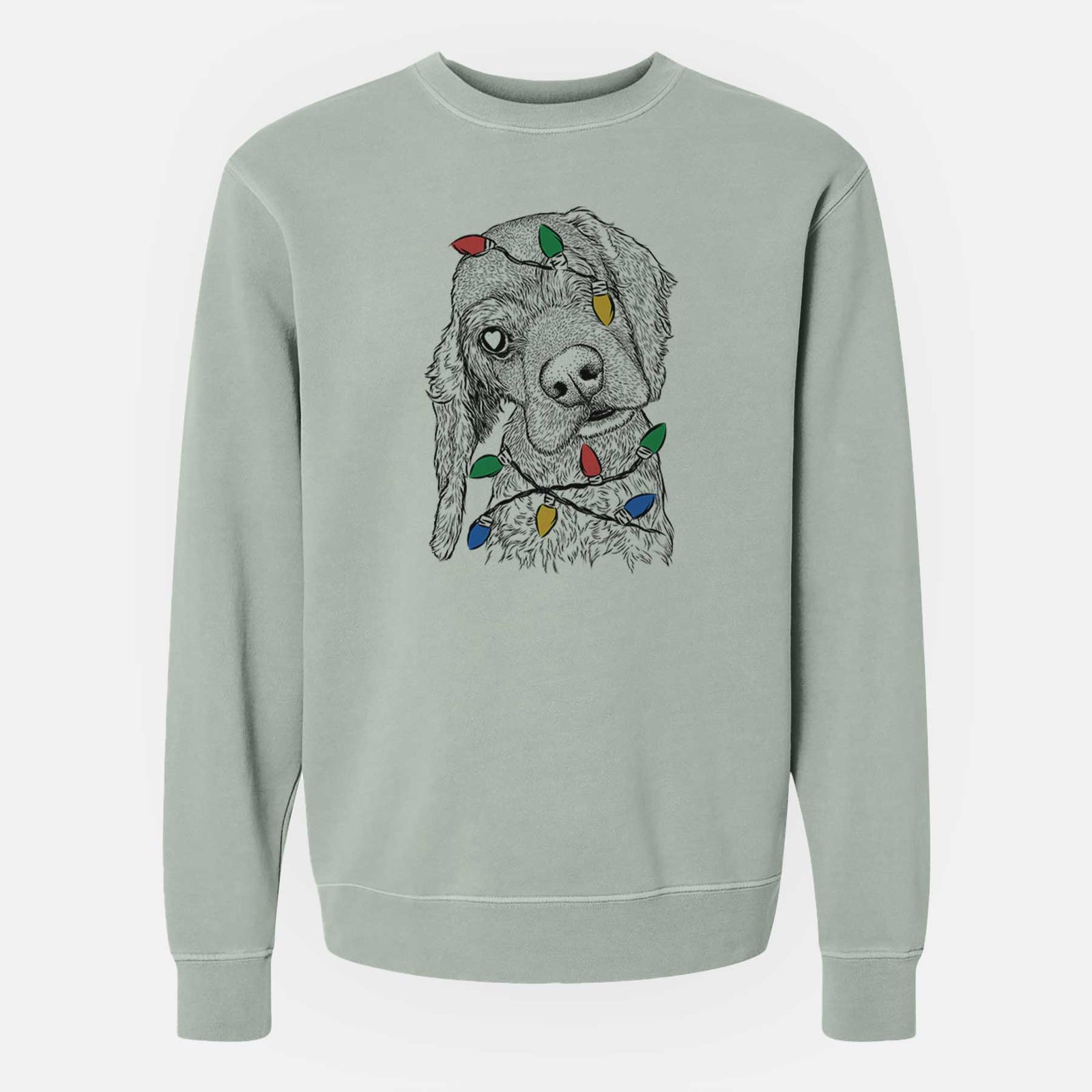 Christmas Lights Mambo #5 the Cocker Spaniel - Unisex Pigment Dyed Crew Sweatshirt