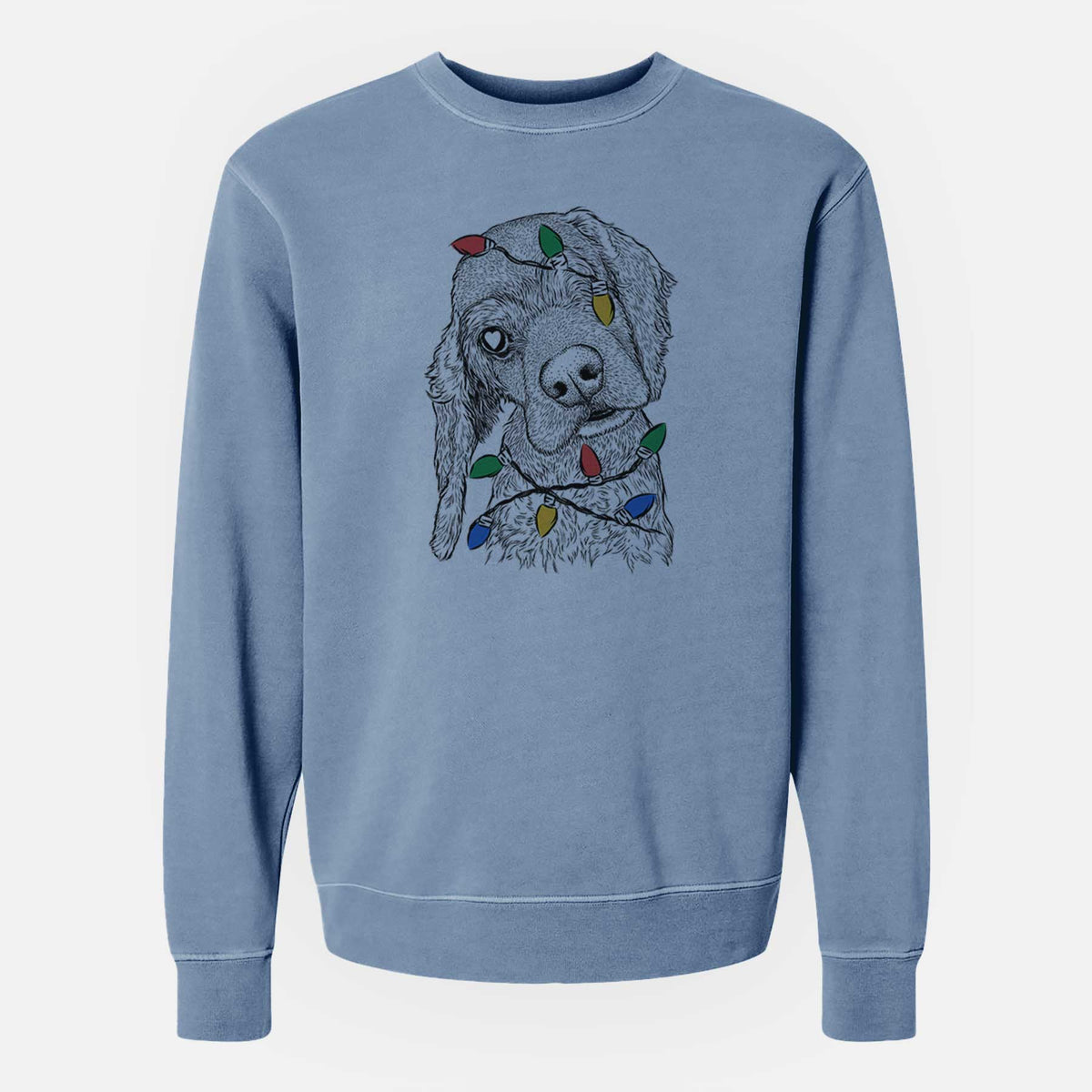 Christmas Lights Mambo #5 the Cocker Spaniel - Unisex Pigment Dyed Crew Sweatshirt