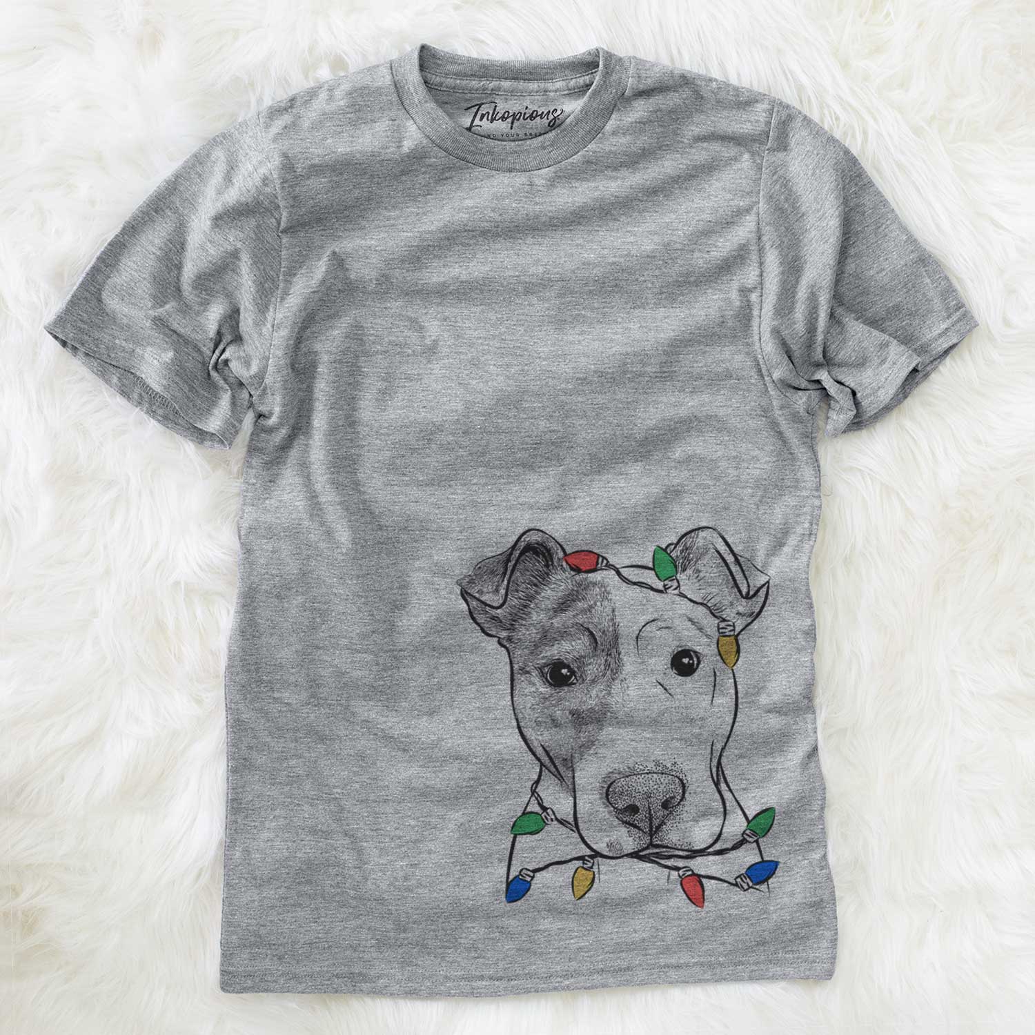 Christmas Lights Manchi the Pitbull Mix - Unisex Crewneck